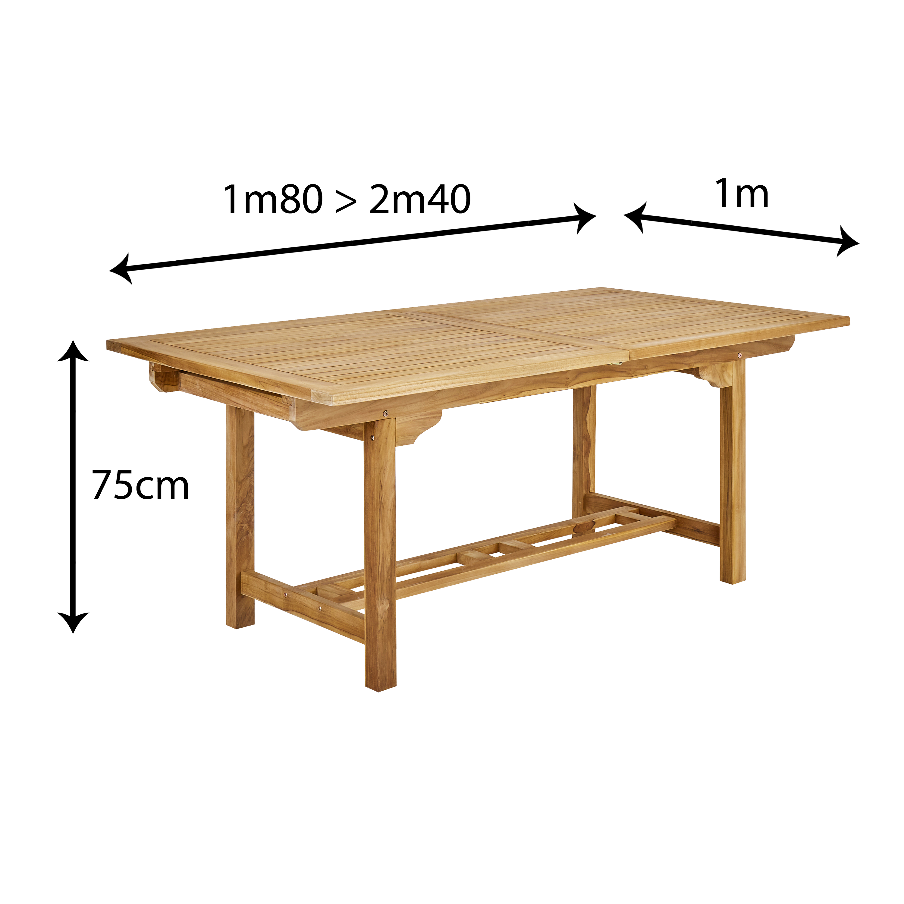 Tavolo da giardino allungabile Antea NATERIAL in teak naturale per 10 persone 180/240x100cm - 20