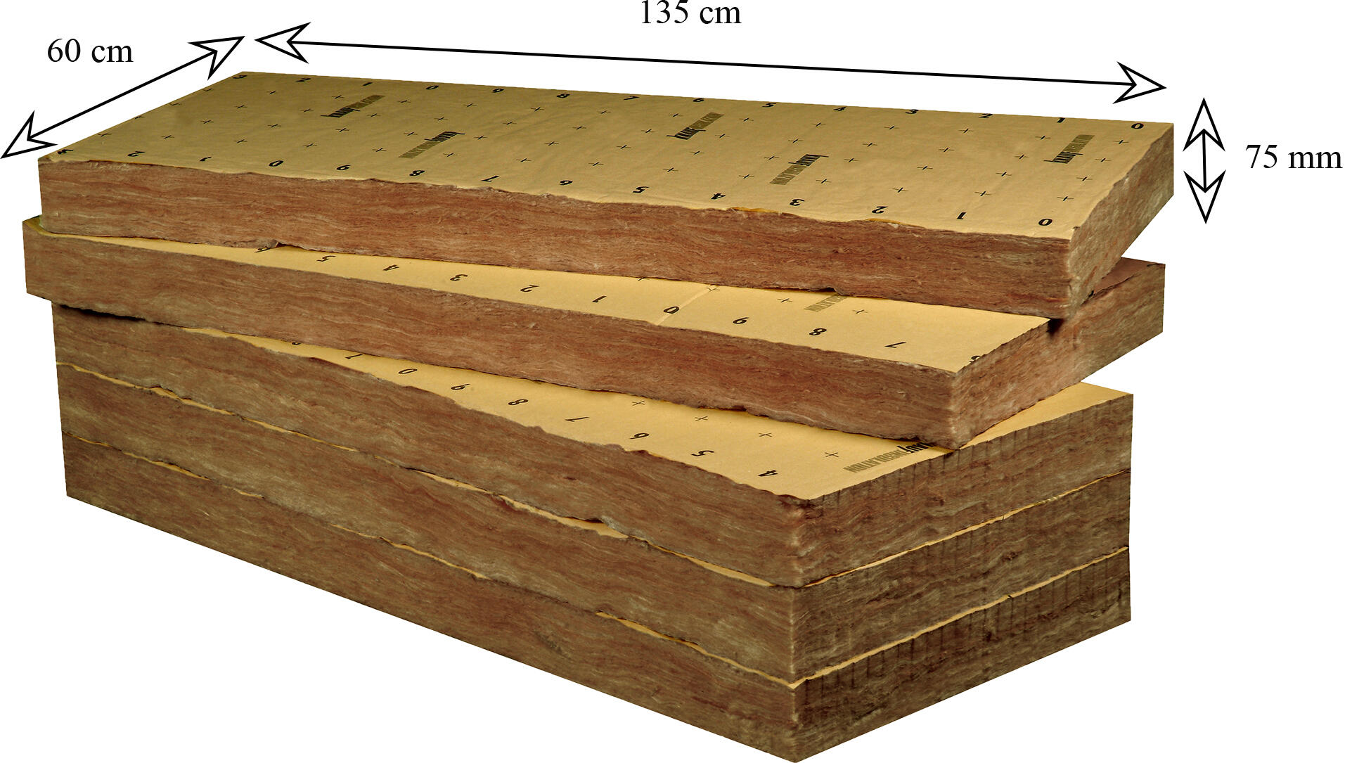 10 panneaux de laine de verre panneau 037 kraft, Ep.75mm, 1.35x0.6m KNAUF - 2