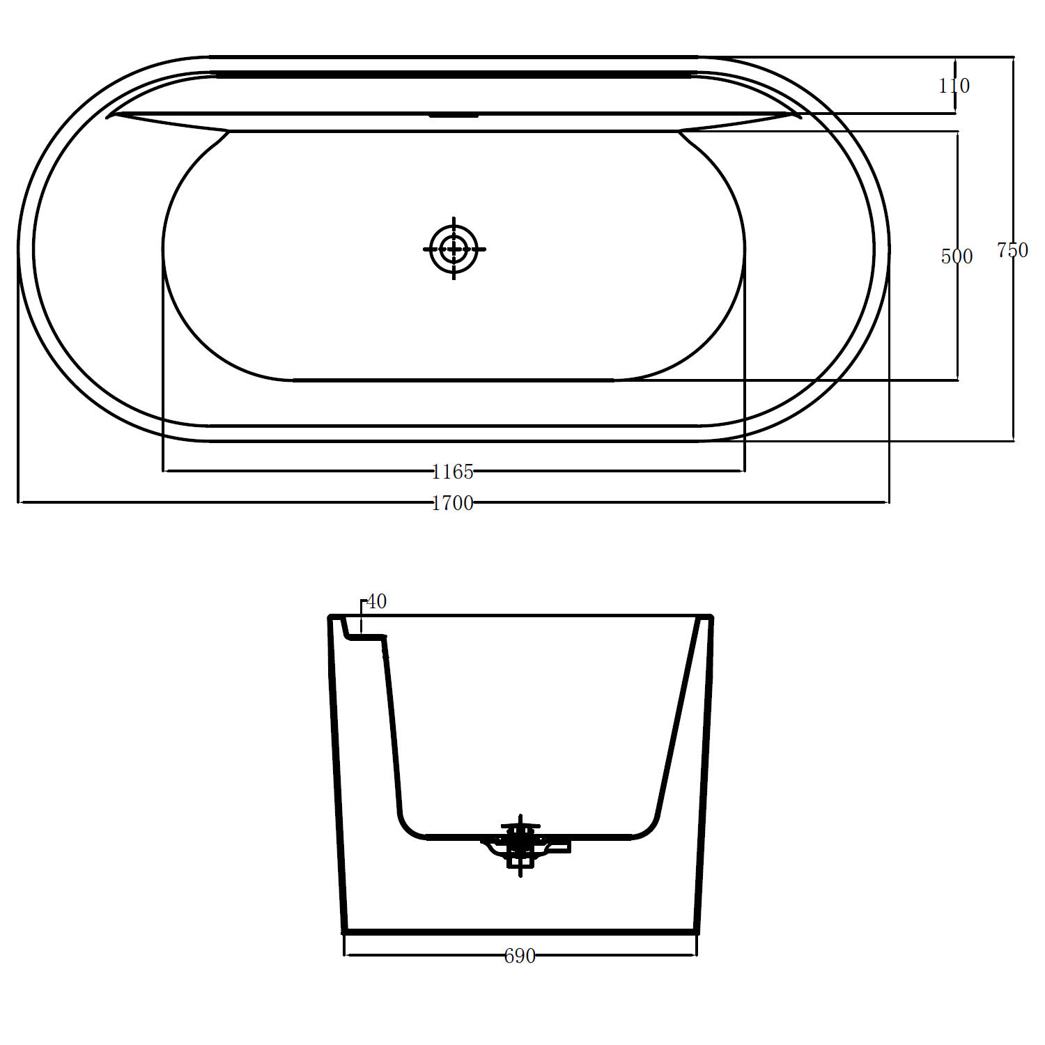 Baignoire îlot l.75 x L.170 cm blanc Sillage, LG INDUSTRIES - 7