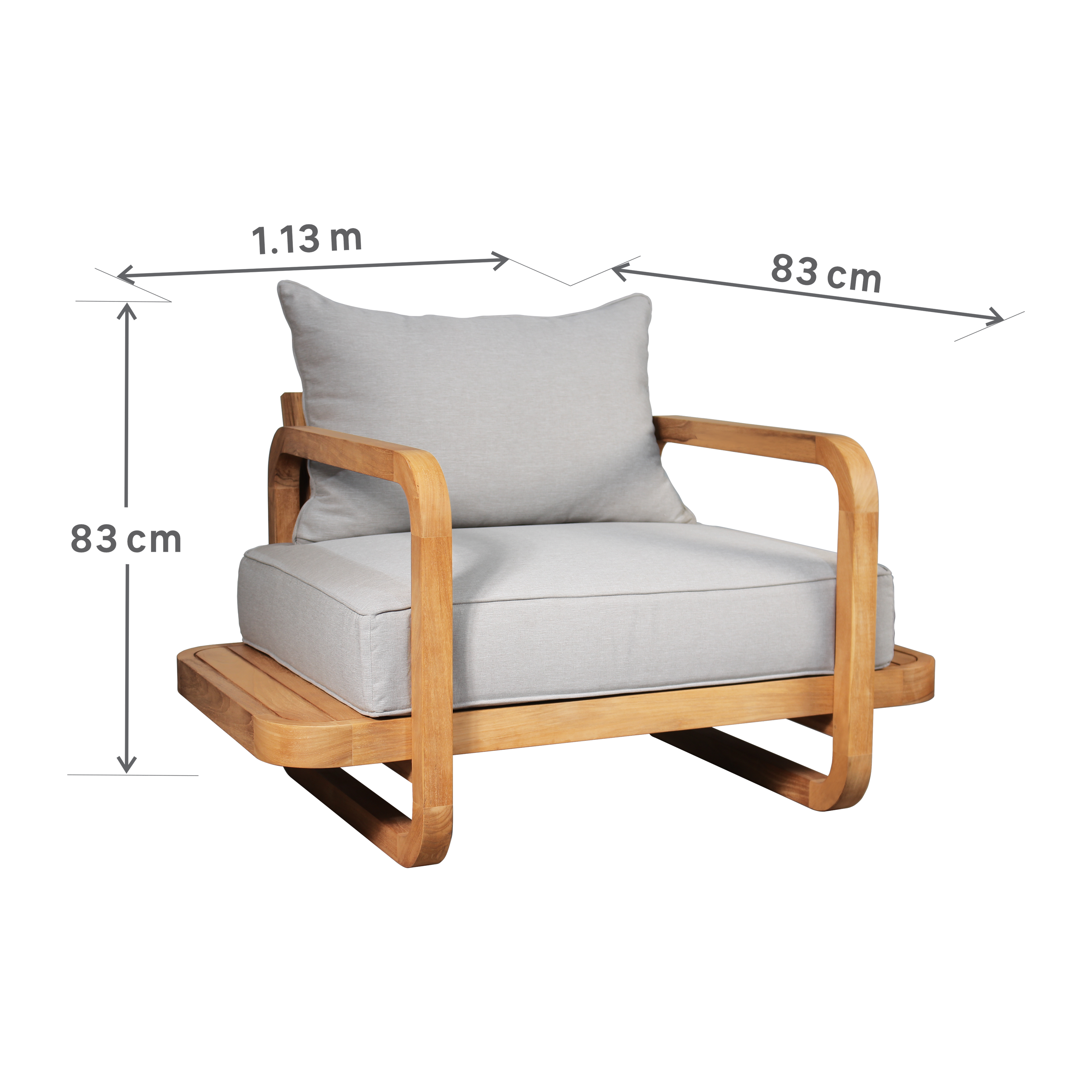 Sillón de jardín con cojín de madera NATERIAL Equateur marrón - 2