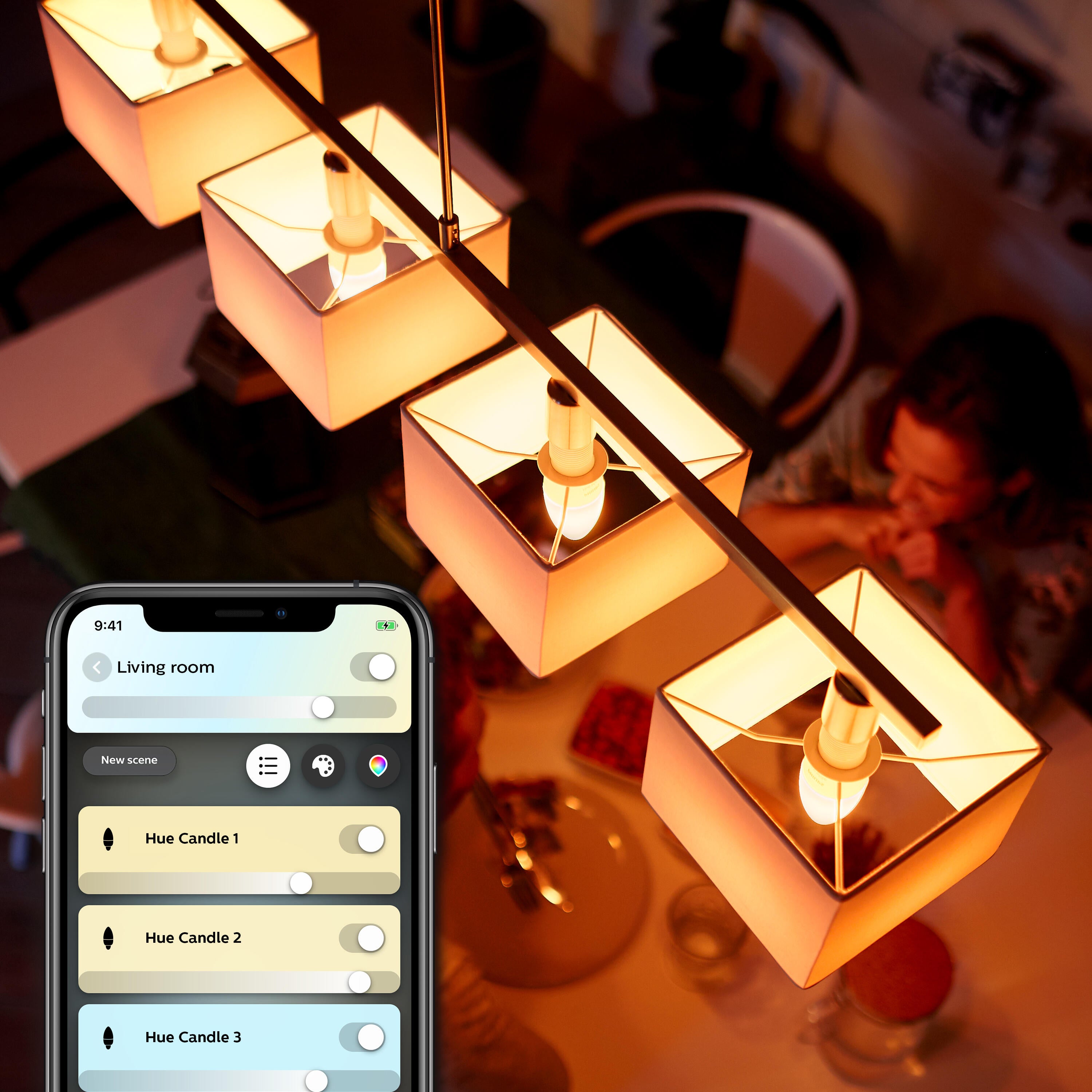 2 ampoules led connectées flamme E14, 470Lm, variation de blancs, PHILIPS HUE - 3