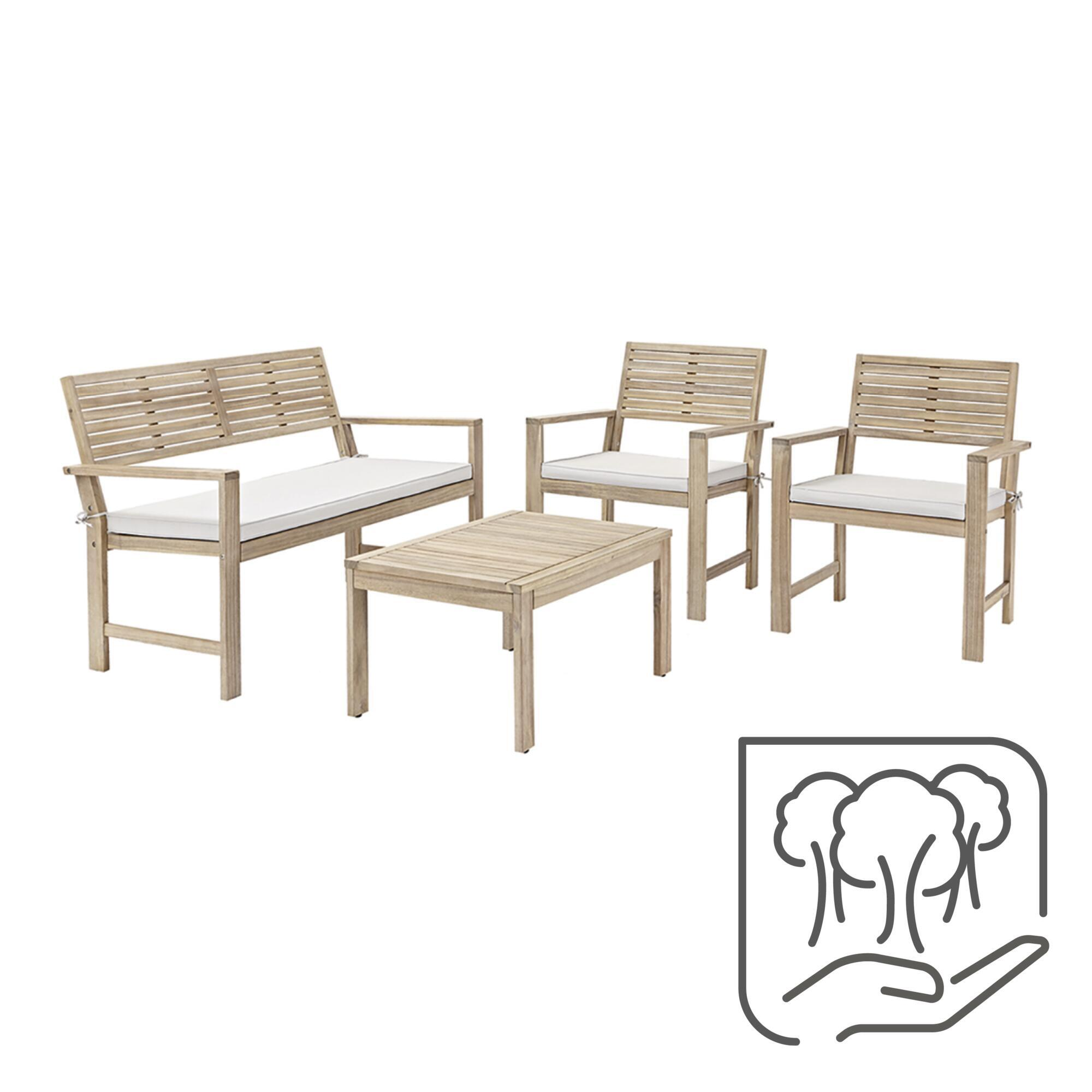 Salotto da giardino Solis NATERIAL in n/a marrone con cuscini in poliestere beige per 4 persone - 20