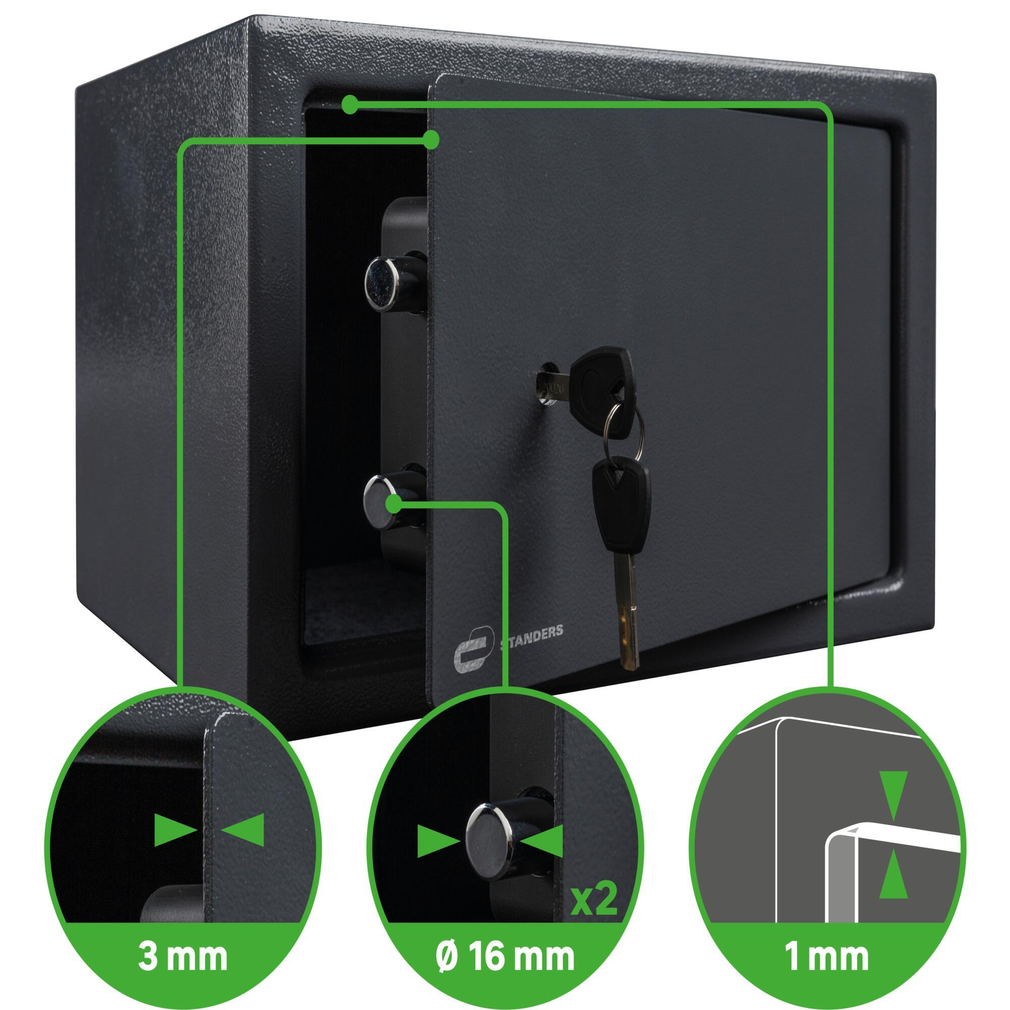 Coffre-fort à clé STANDERS Sft-25kbl1-23h H.23 x l.35 x P.25 cm, 16L - 6