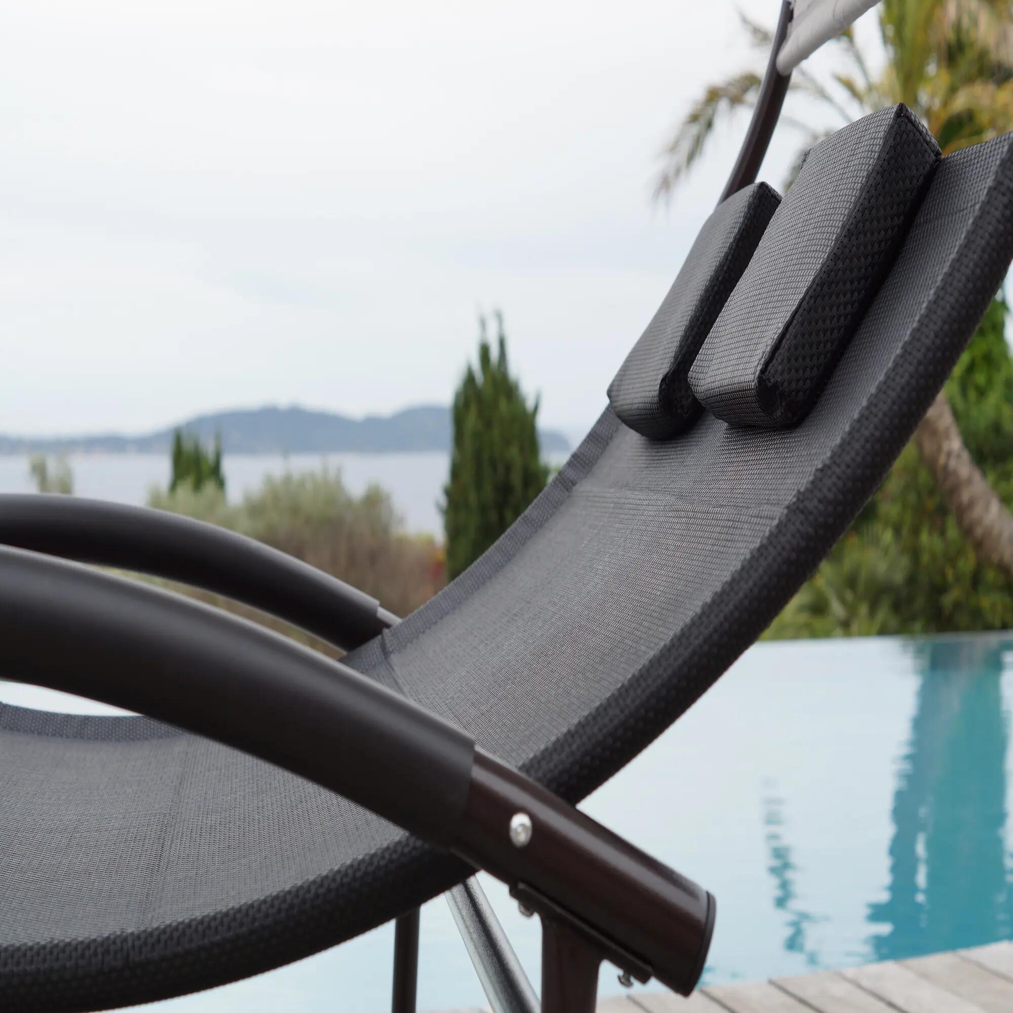 Hamac avec structure acier Wellness GIVEX noir L.200 x l.140 cm - 5
