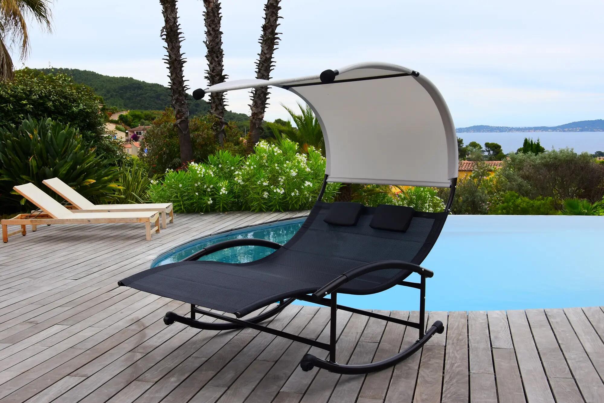 Hamac avec structure acier Wellness GIVEX noir L.200 x l.140 cm - 2