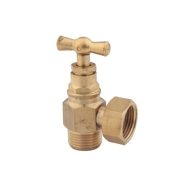 Robinet d'arrêt WC à clapet en équerre mâle / femelle 12 x 17 mm laiton brut