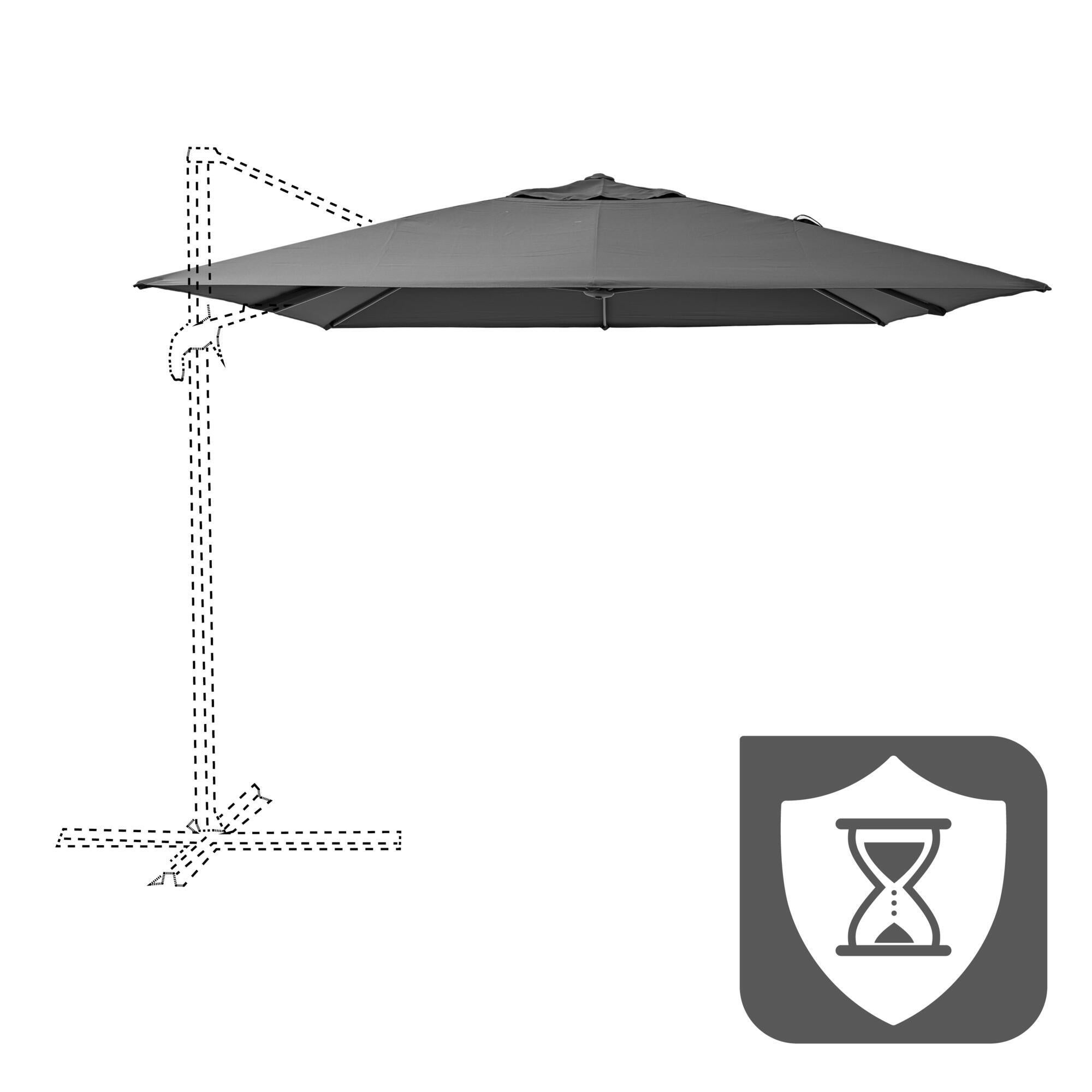 Toile de parasol déporté Aura gris anthracite, L.290 x l.390 cm - 5