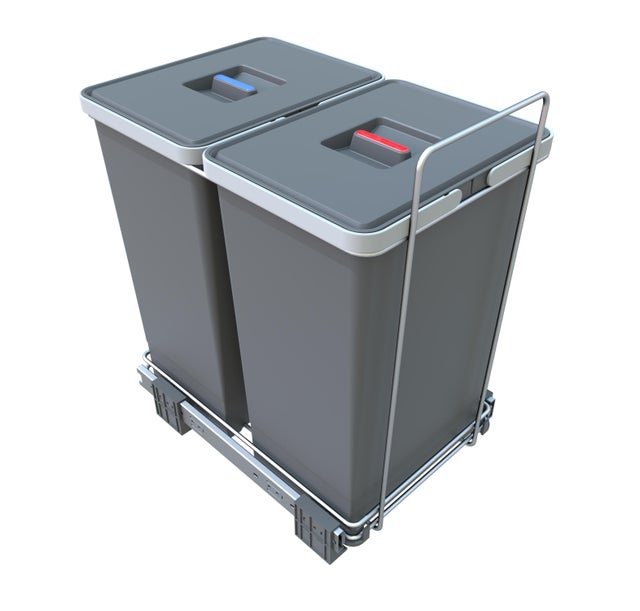 Poubelle coulissante 48L ELLETIPI Ecofil acier gris