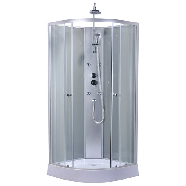 Cabine de douche 1/4 de cercle, L.85 x l.85 cm, verre transparent, Dado