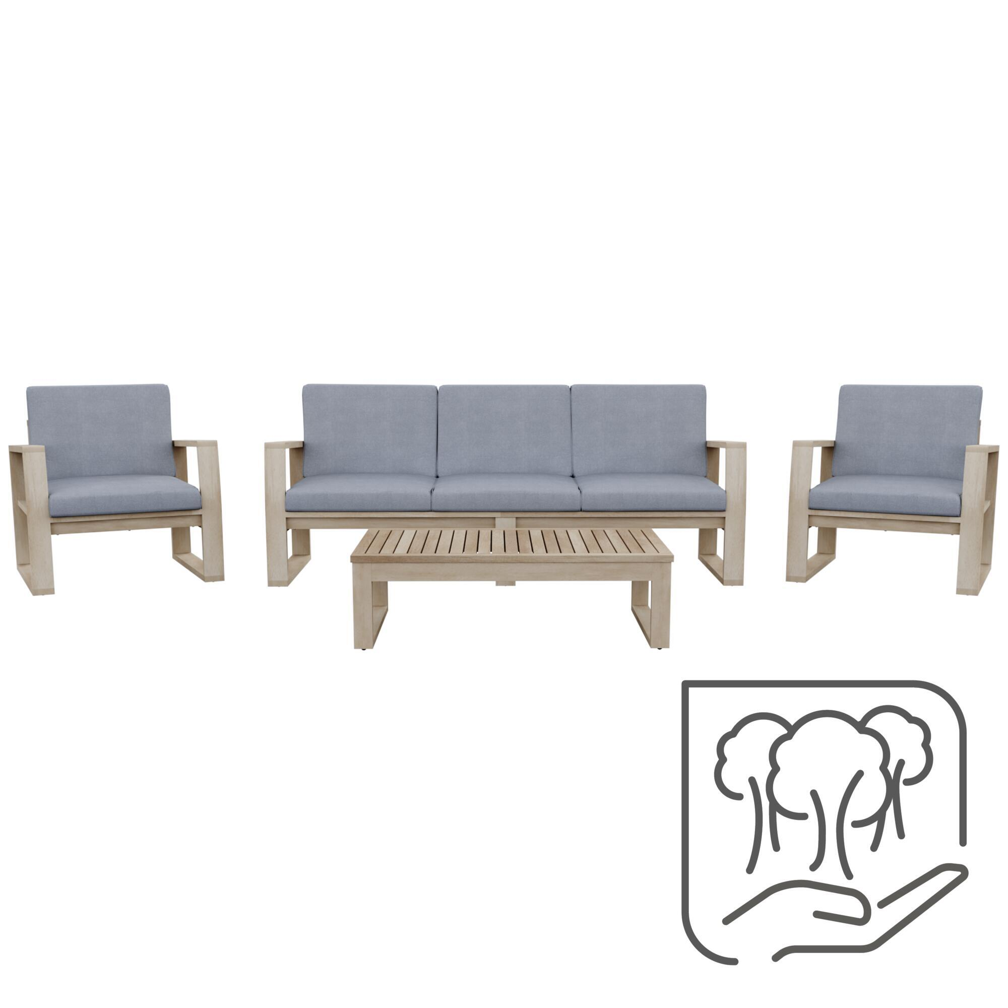 Salotto da giardino per 5 persone marrone Solaris NATERIAL con cuscini in poliestere grigio - 23