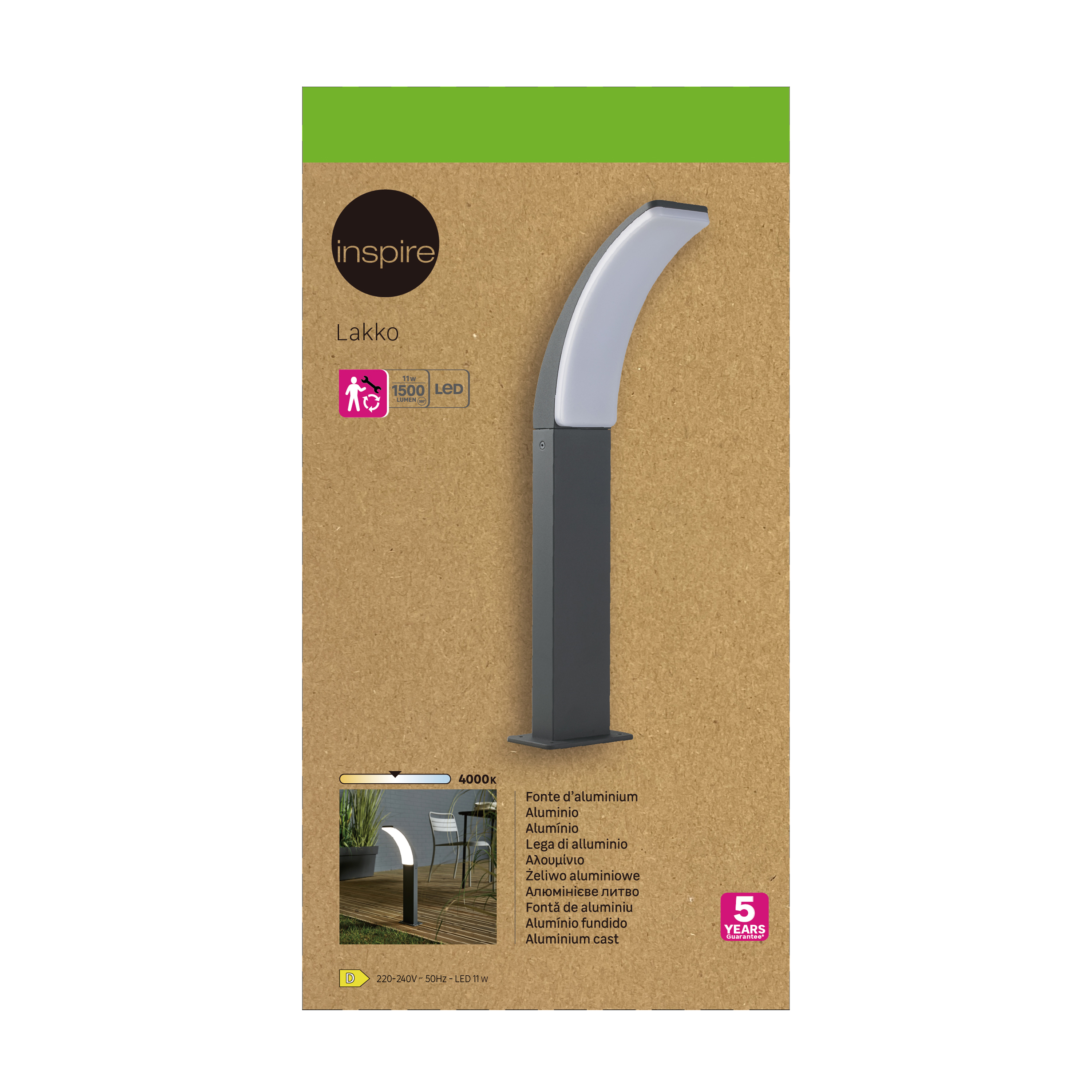 Borne extérieure LED, 1500 Lumen blanc neutre, anthracite Lakko INSPIRE - 3