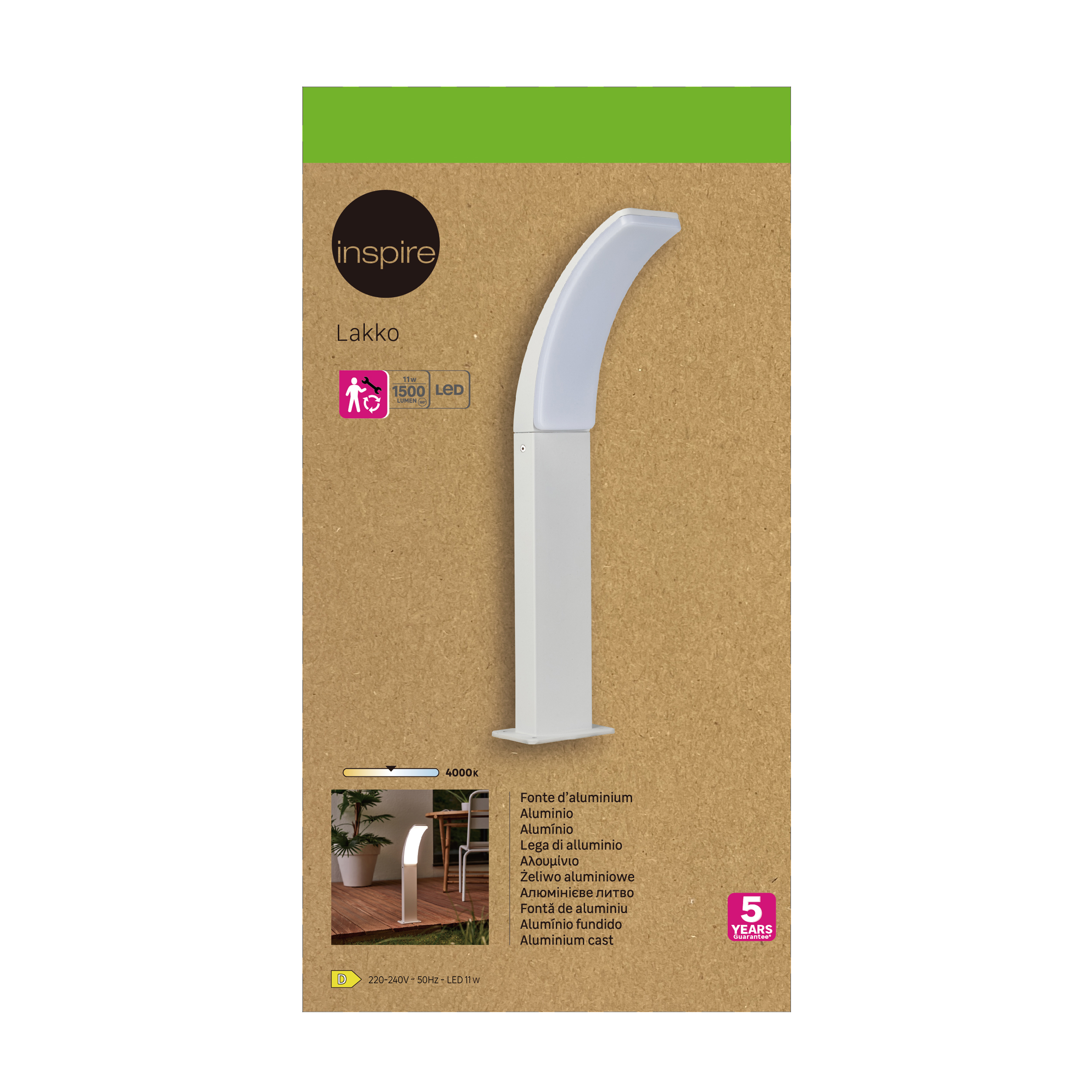 Borne extérieure LED Lakko 1500 lumens, blanc neutre, blanc INSPIRE - 3