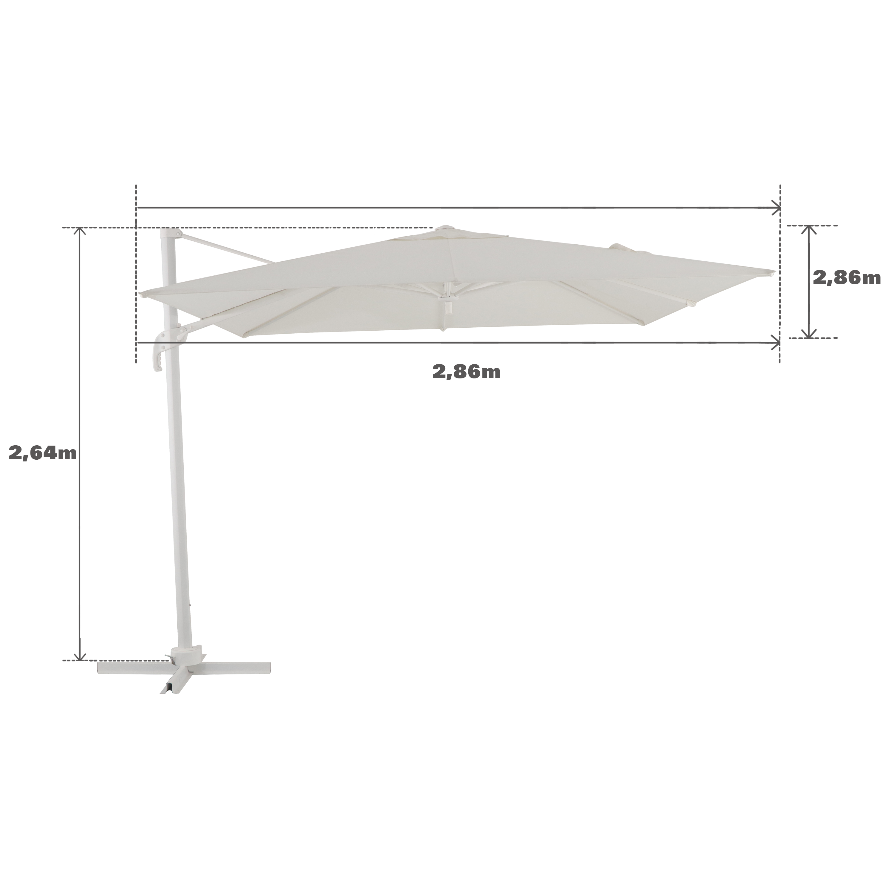 Parasol déporté NATERIAL Aura blanc mat carré, L286 x l.286 cm - 12