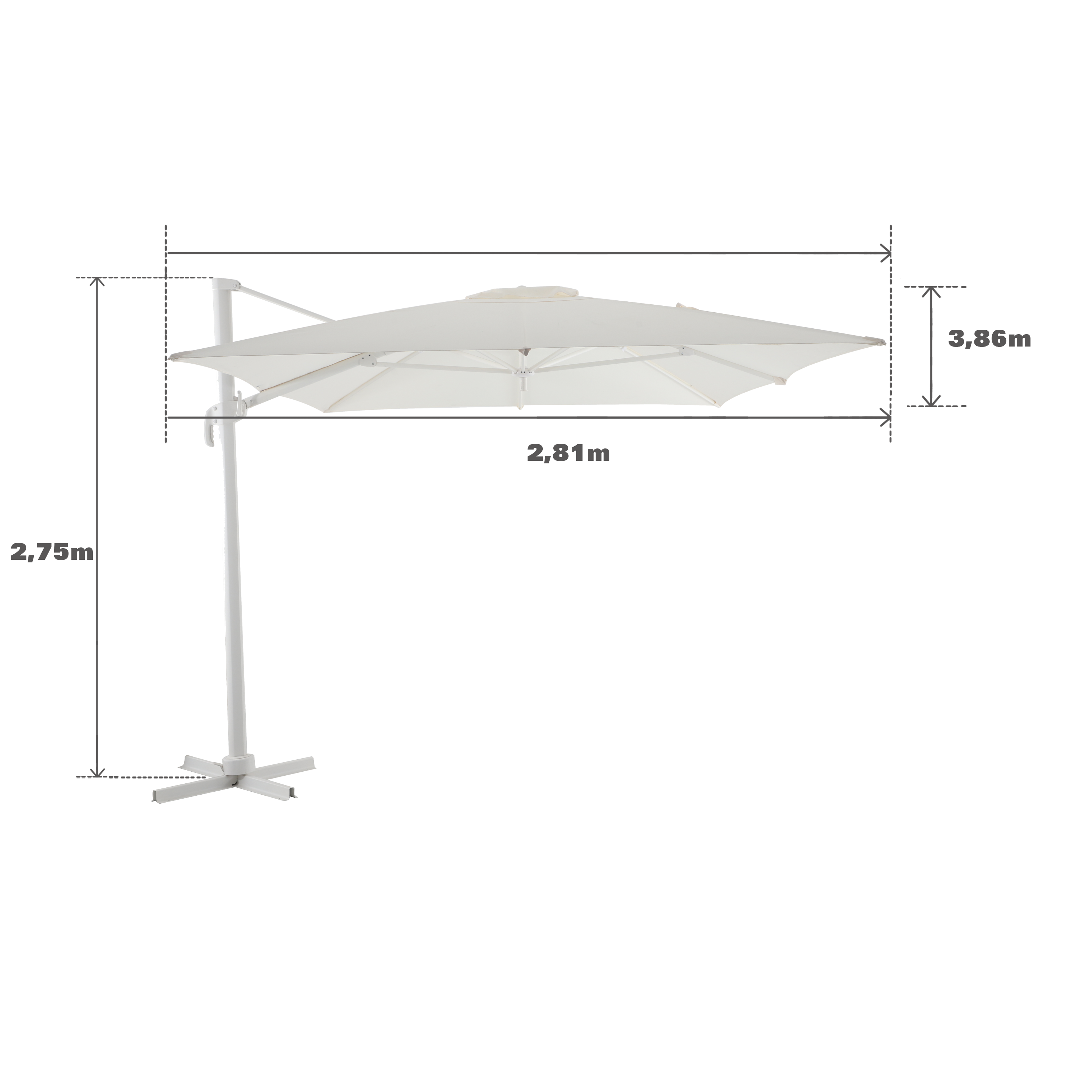 Chapéu de sol NATERIAL AURA 360º 250G 290X390CM BRANCO - 6
