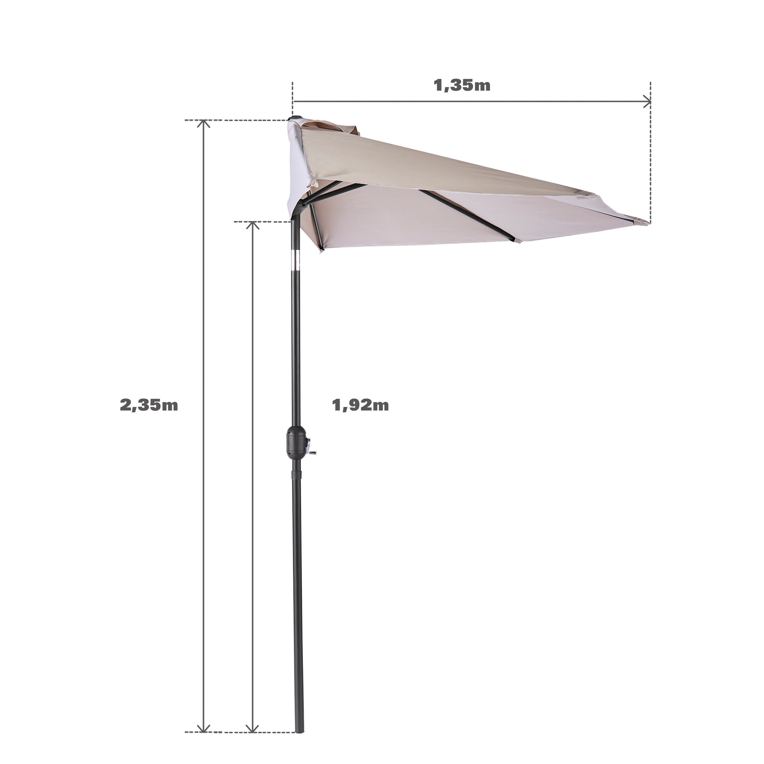 Parasol NATERIAL Arkea taupe 1/2 cercle - 7