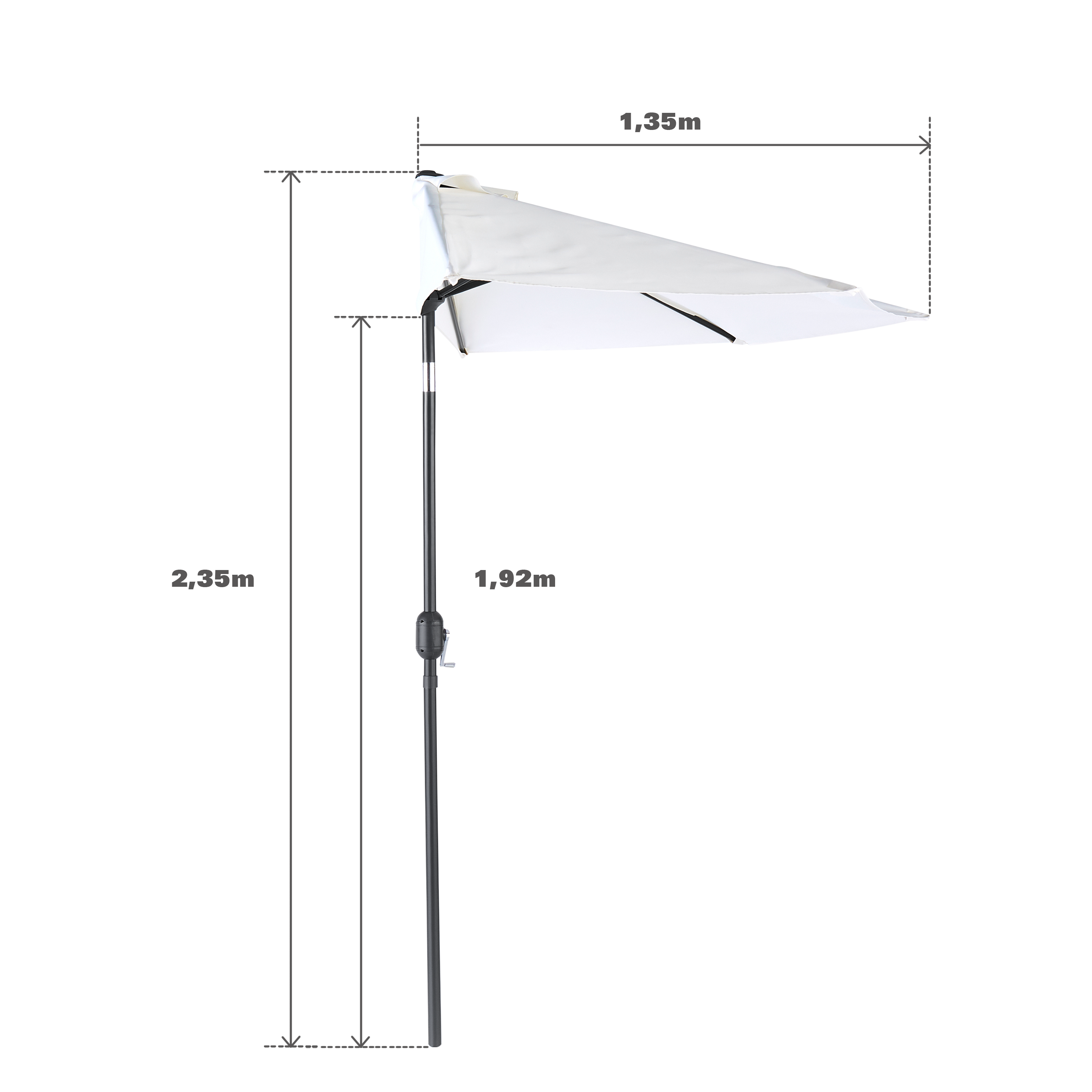 Chapéu de sol em meia lua NATERIAL ARKEA 200G 270X135CM BRANCO - 9