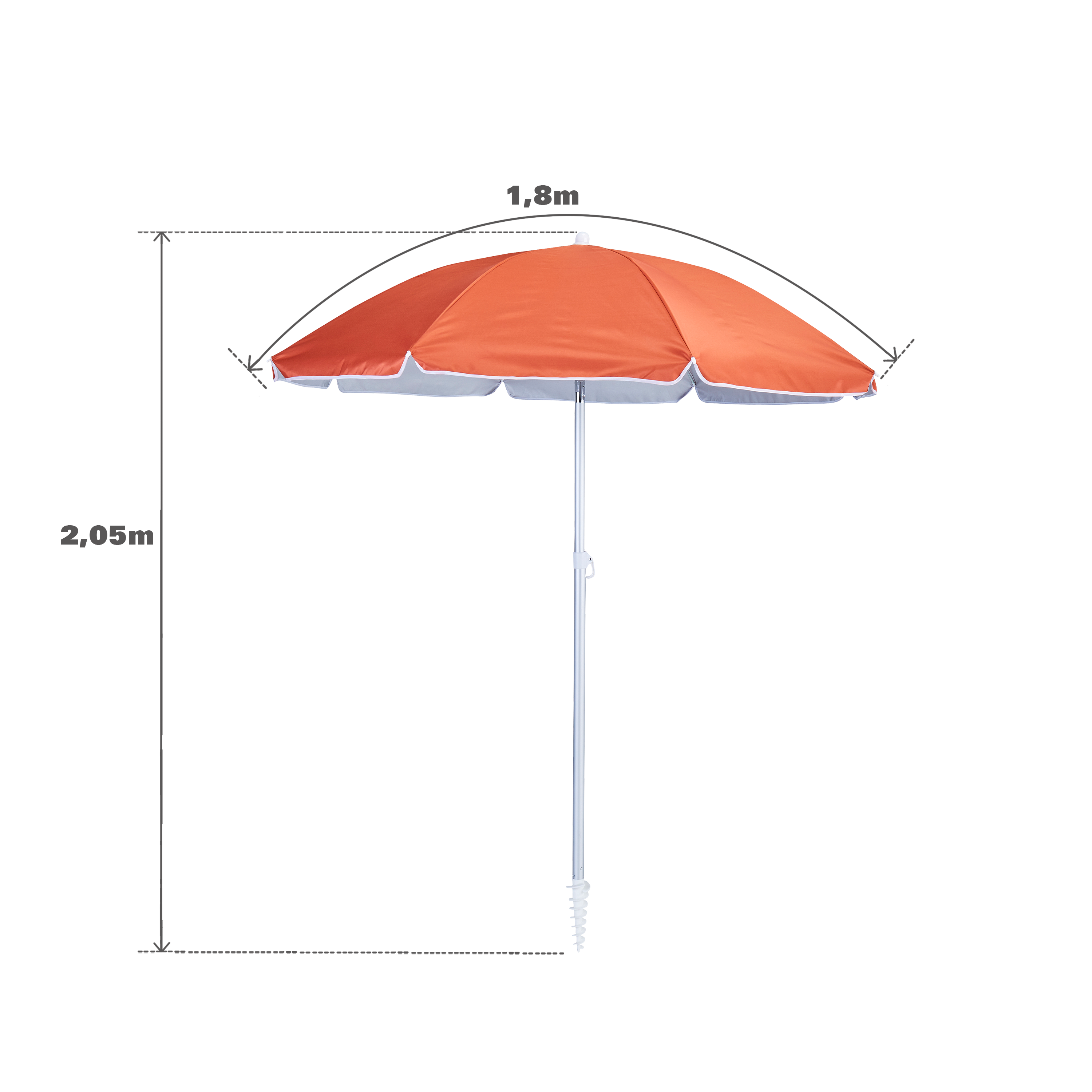 Guarda sol de praia NATERIAL VALI 160G D180CM LARANJA - 8