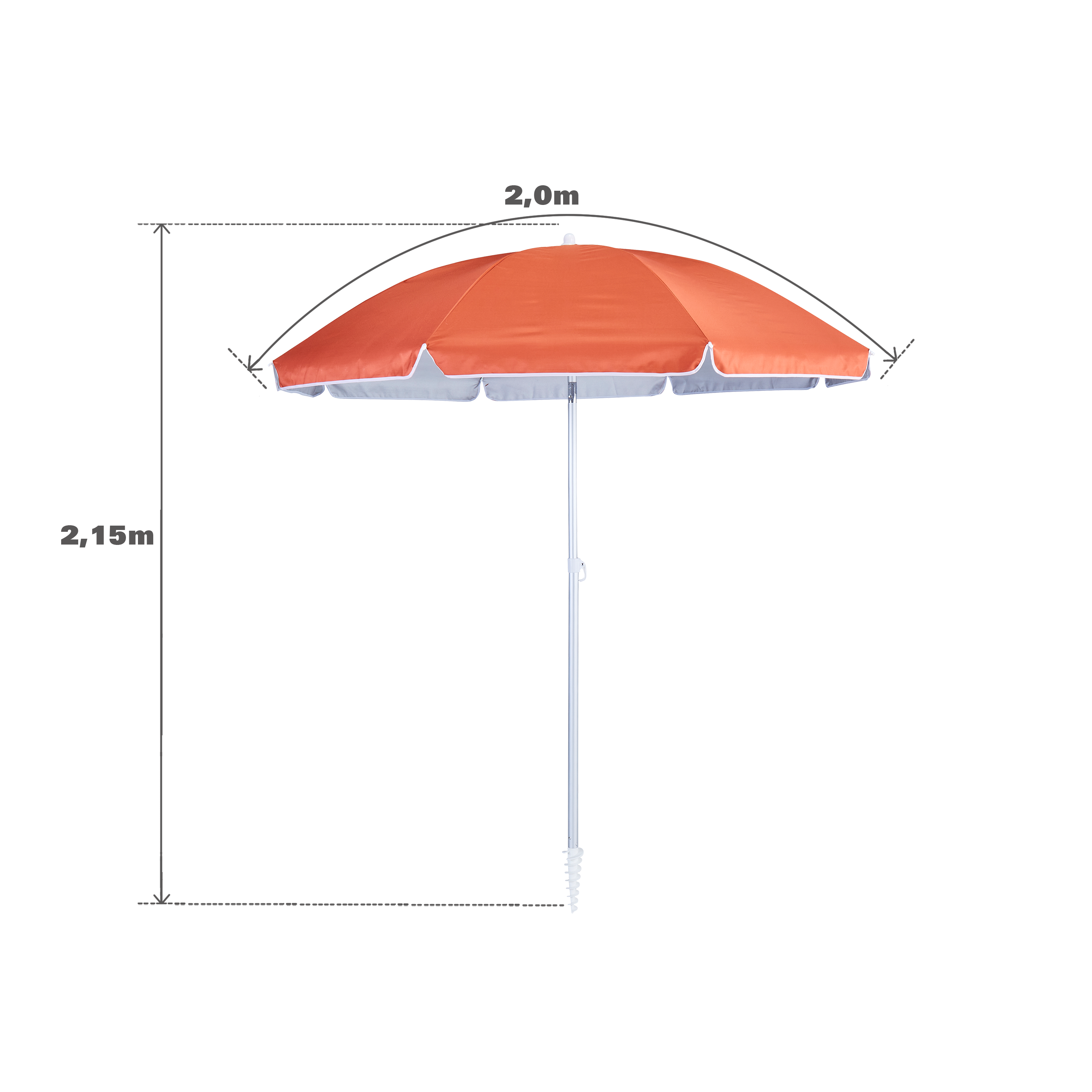 Parasol droit octogonal orange Vali NATERIAL L.200 x l.200 cm - 13