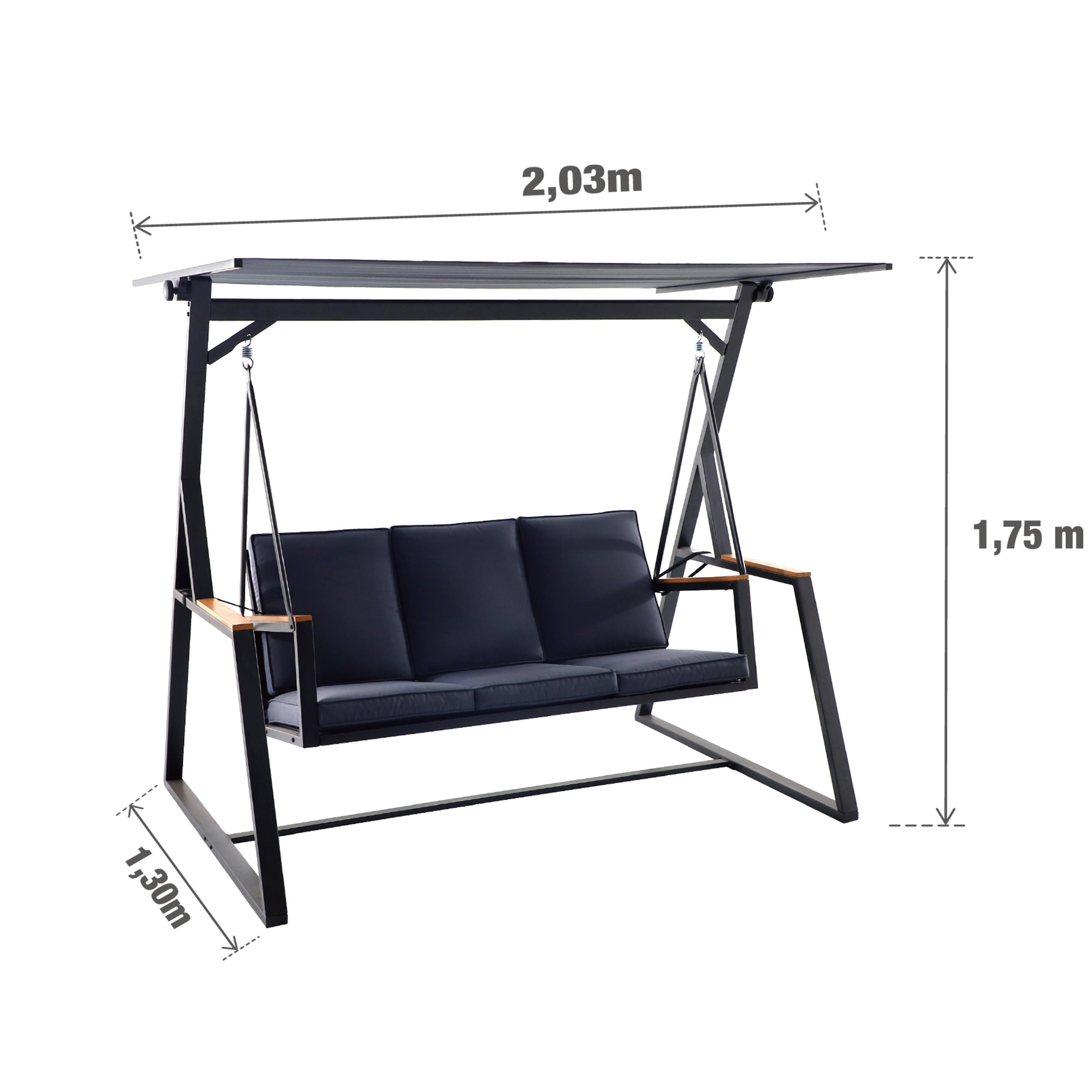Dondolo NATERIAL struttura in acciaio antracite, cuscini in poliestere antracite - 9