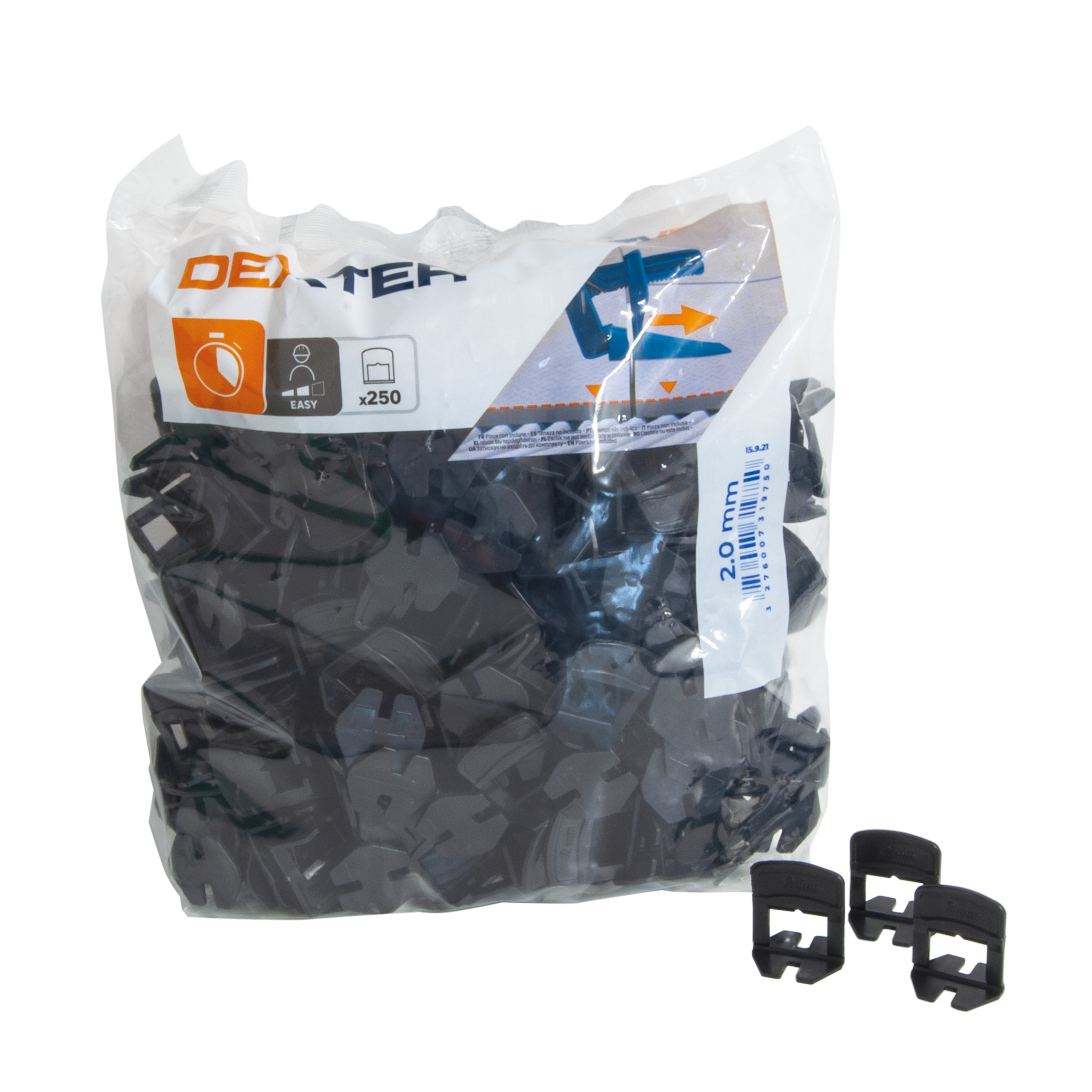 Lot de 250 croisillons à cale autonivelante DEXTER, Ep.2 mm - 2