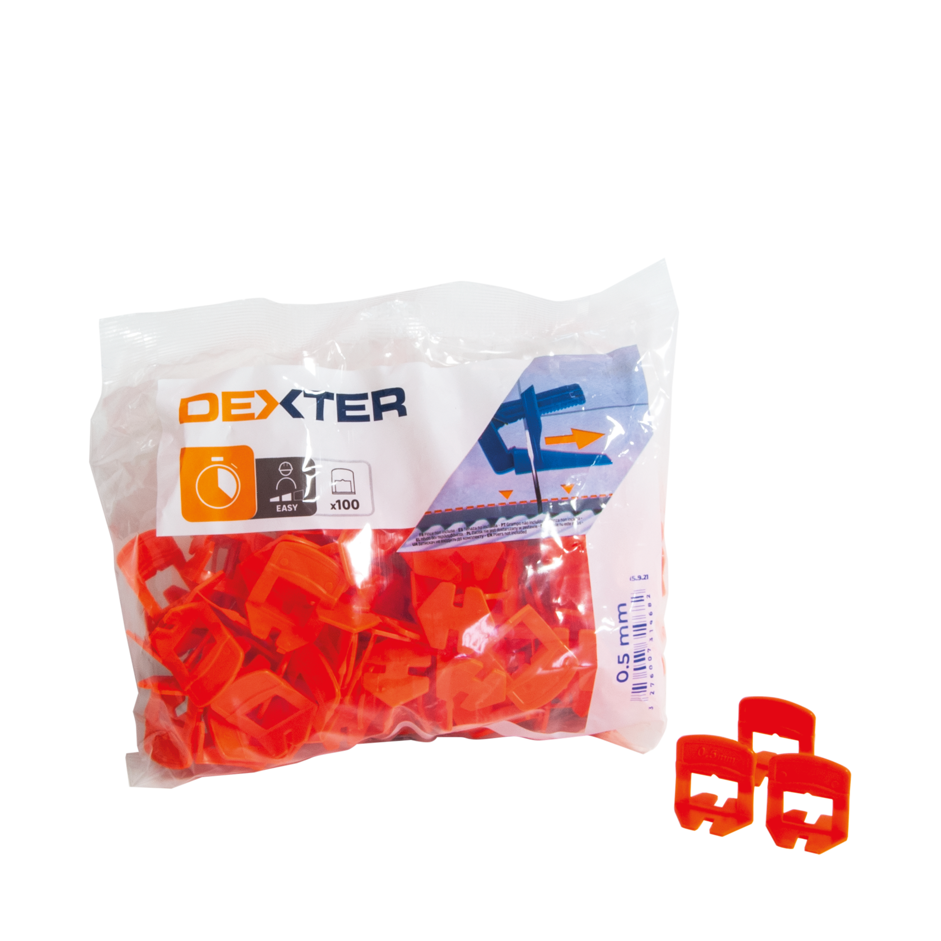 Sistema livellante per piastrelle in polipropilene a Dritto Sp 0.5 mm arancione, confezione da 100 pezzi - 10