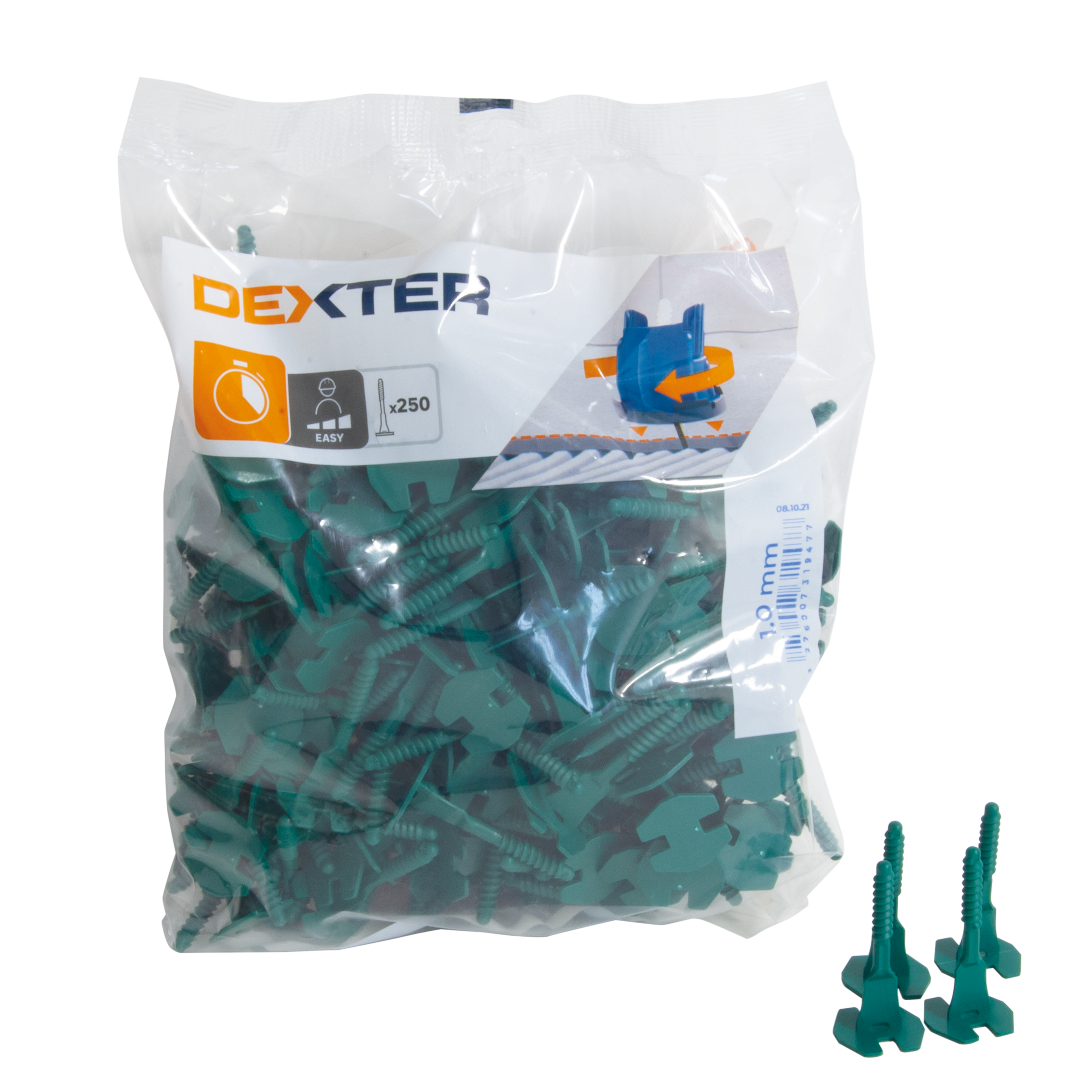Kit de 250 unidades de bases de nivelación DEXTER de 1mm - 3