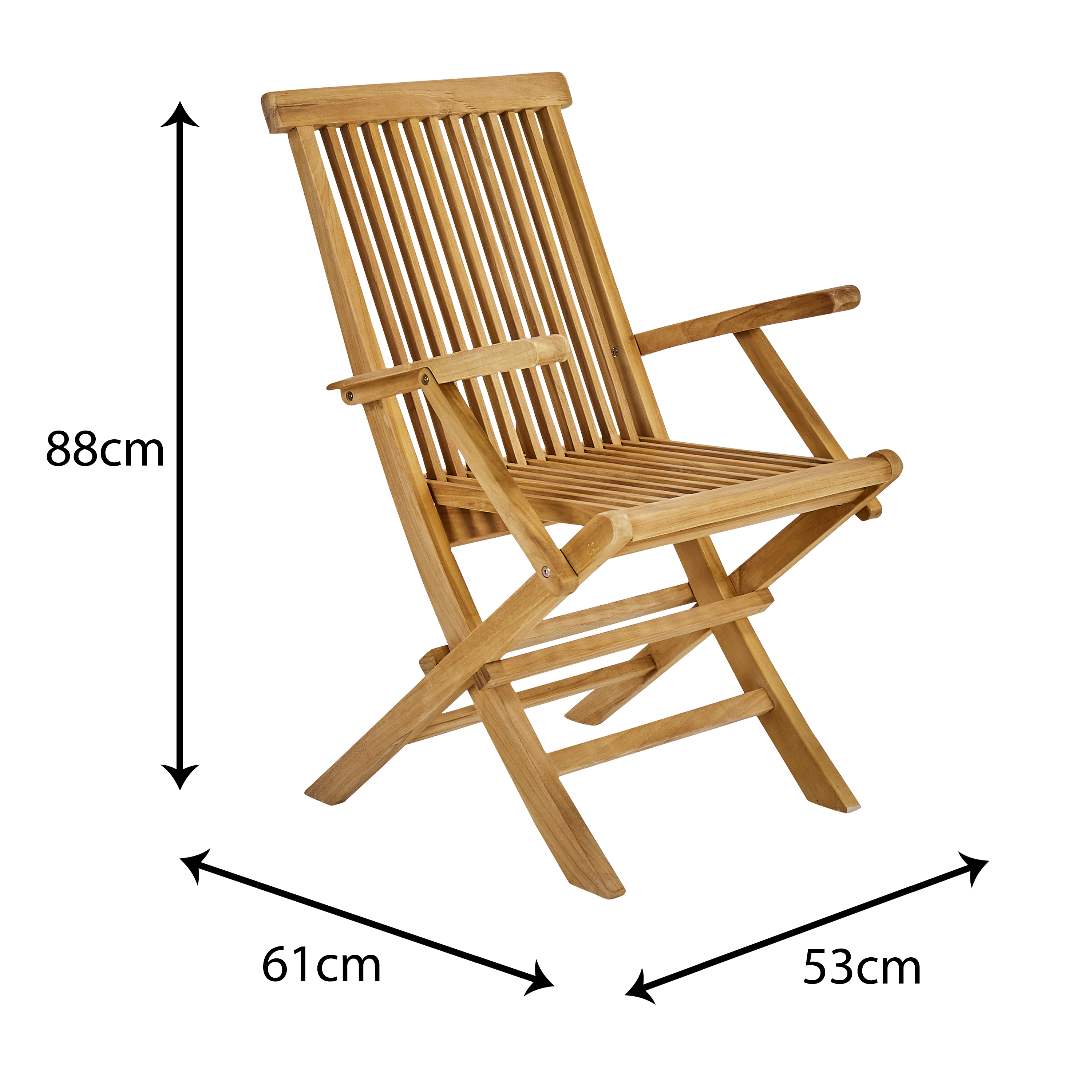 Sedia da giardino con braccioli pieghevole Antea NATERIAL, 2 posti, struttura e seduta in teak marrone - 18