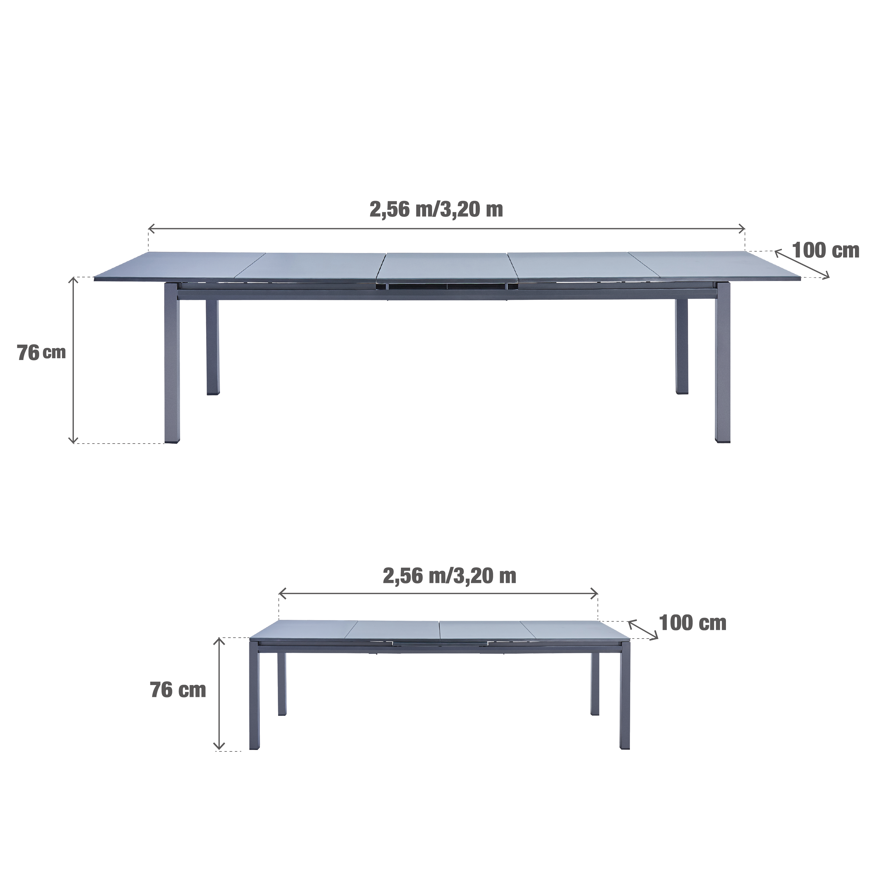 Stół ogrodowy rozsuwany Odyssea 100x256/320 cm antracytowy Naterial - 12