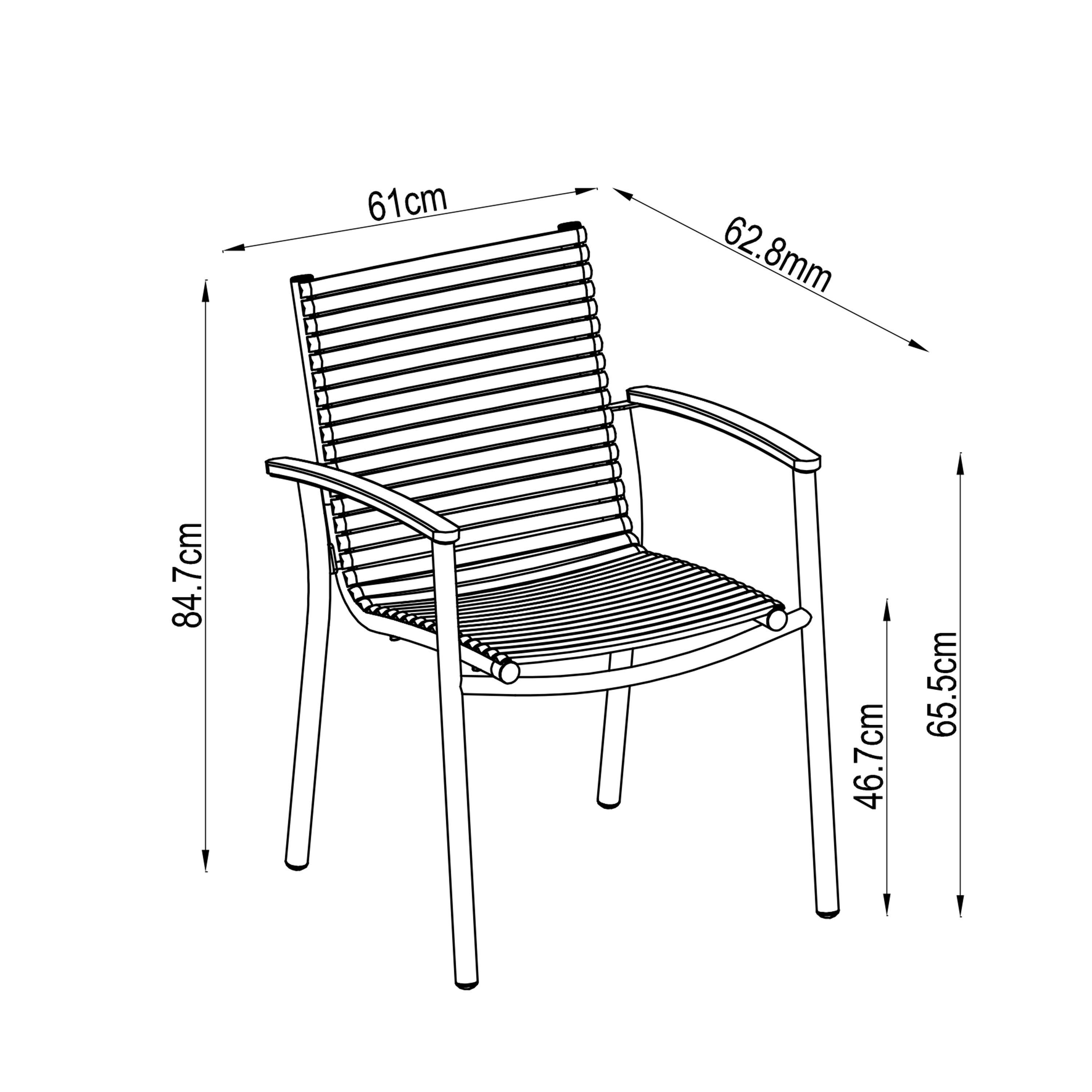 Sedia da giardino in alluminio con braccioli Dora NATERIAL, seduta in HDPE antracite - 8