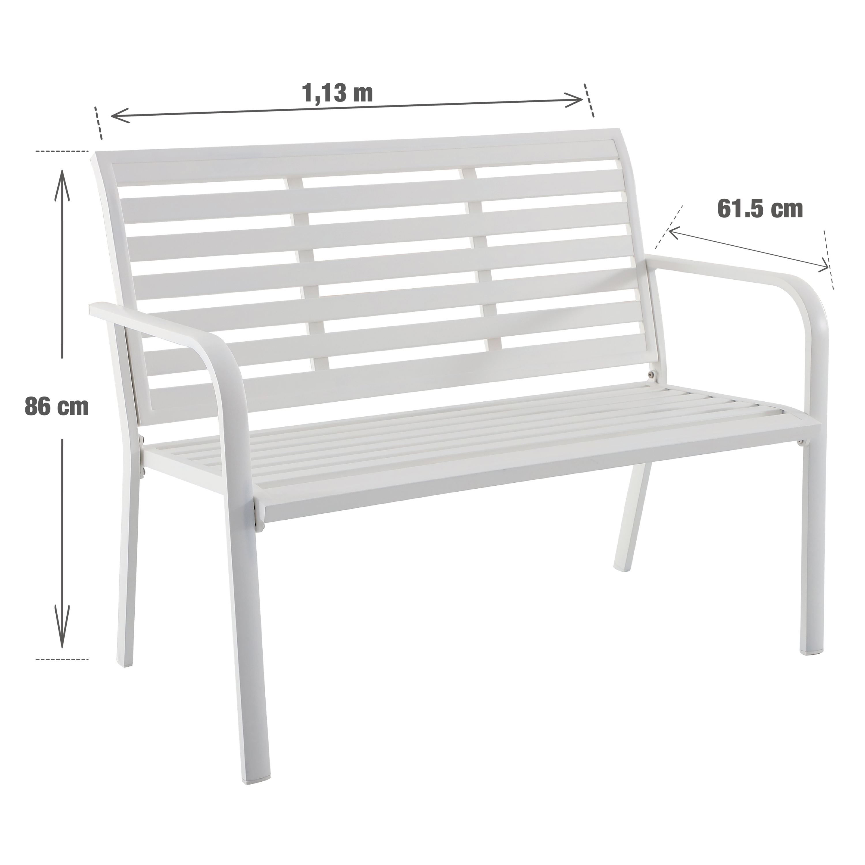 Panca da giardino in alluminio bianco con braccioli Centra NATERIAL, 3 posti - 12