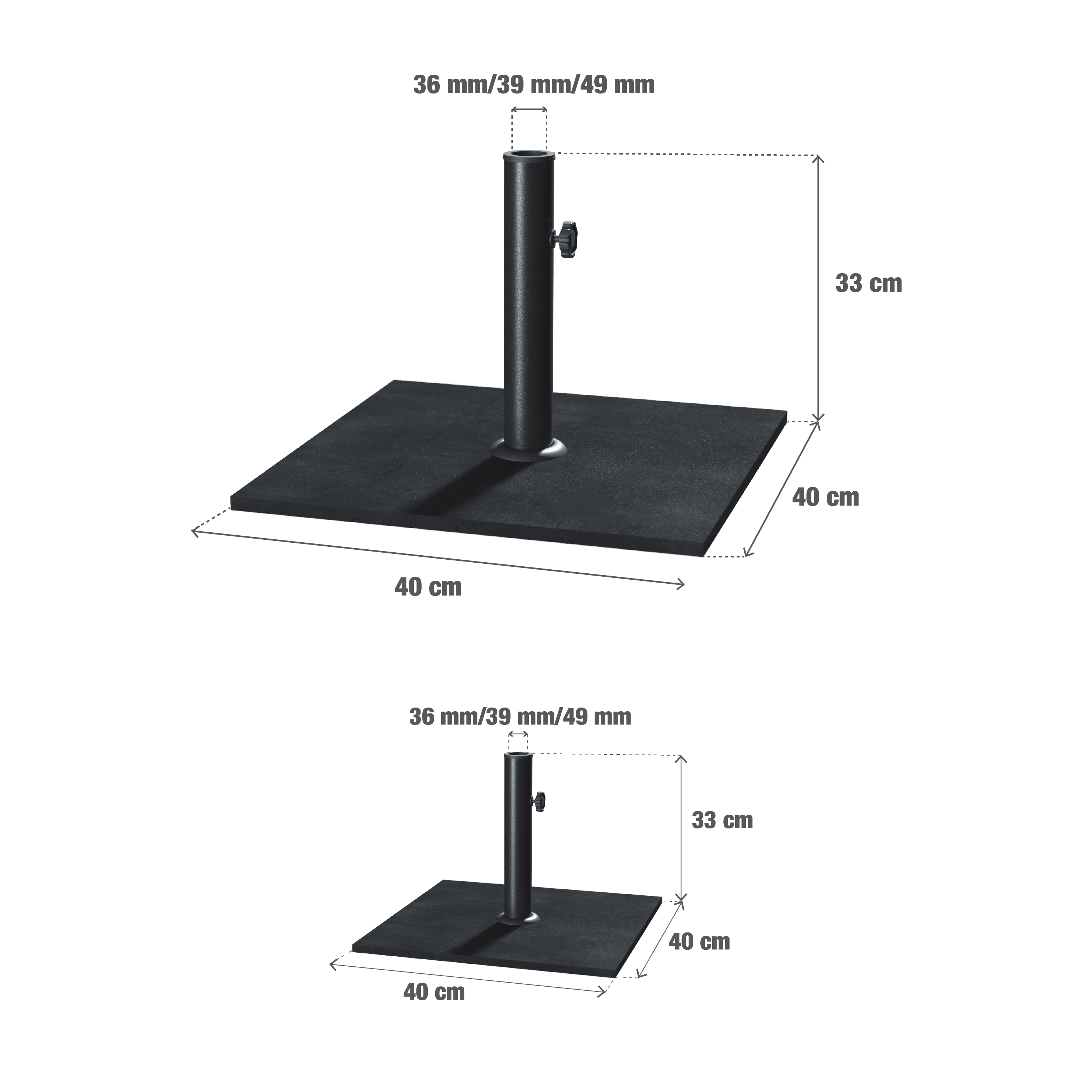 Pied de parasol carré 25 kg NATERIAL Flax - 5