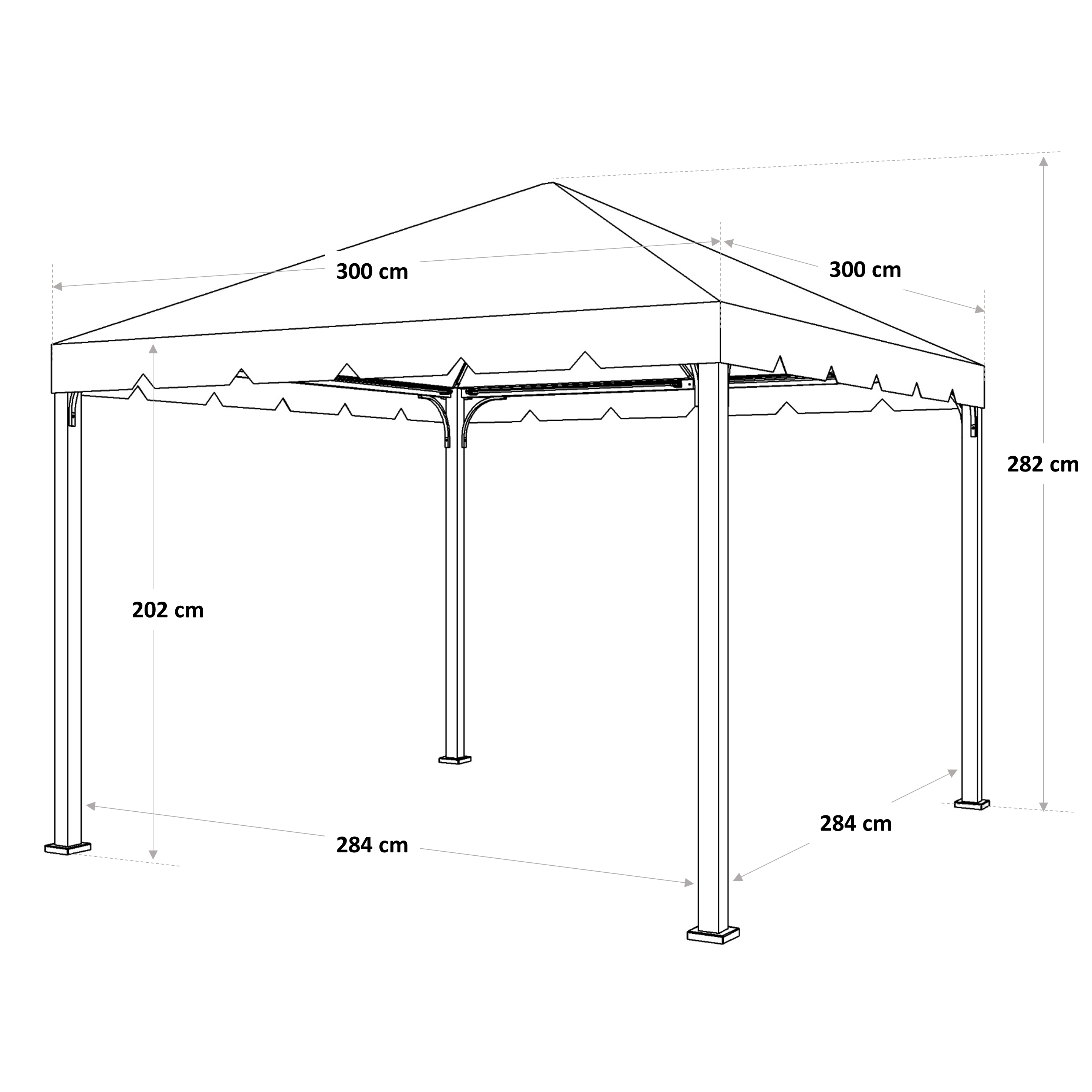 Pérgola de acero naterial ysis de 300x300 cm