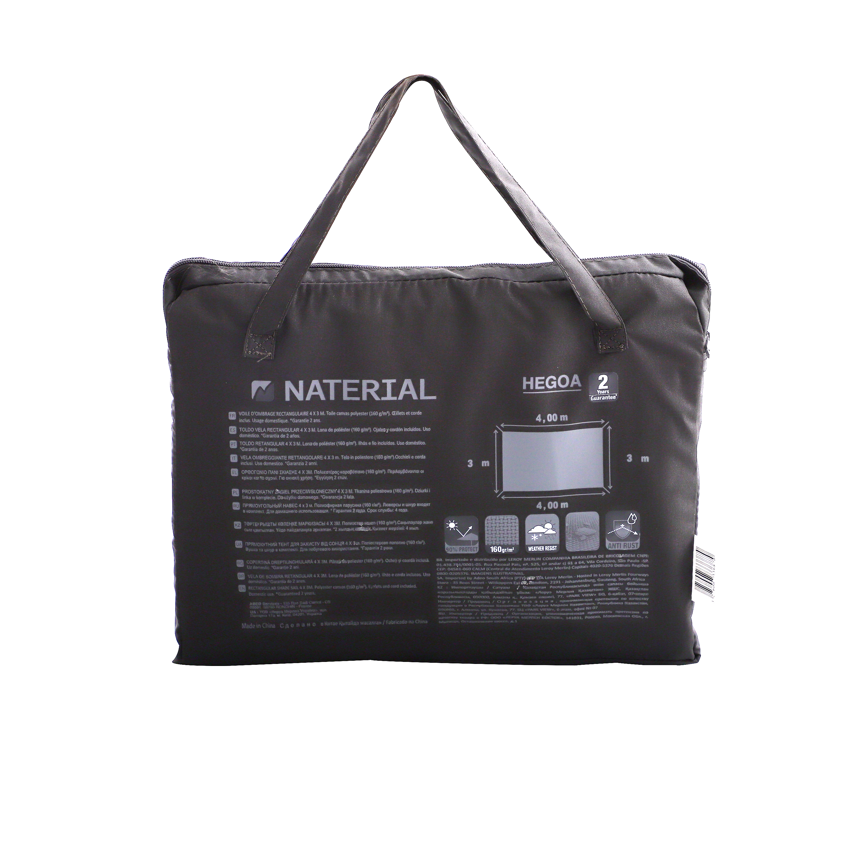 Vela ombreggiante rettangolare grigio scuro 300 x 400 cm - 8