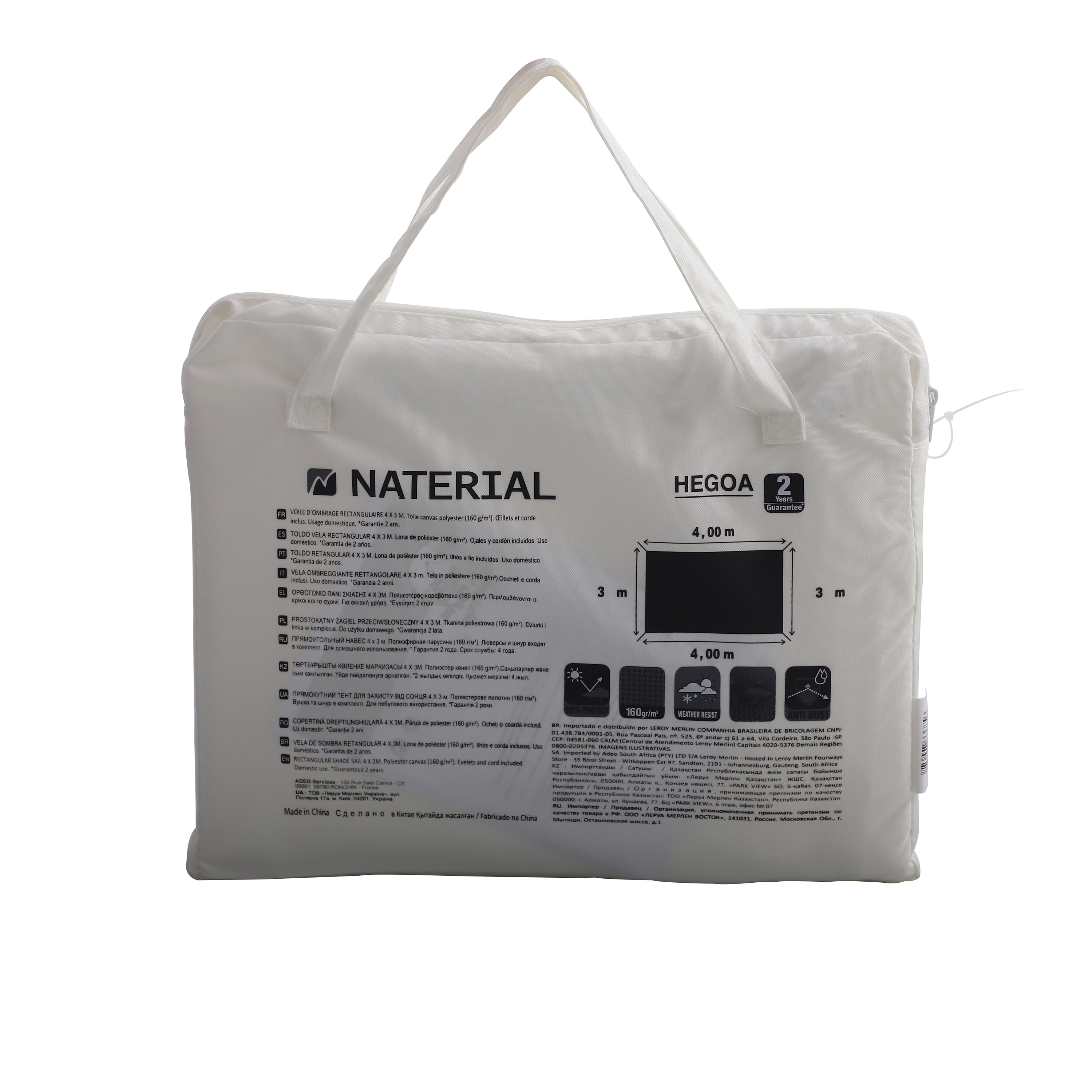 Vela ombreggiante rettangolare bianco 300 x 400 cm - 9