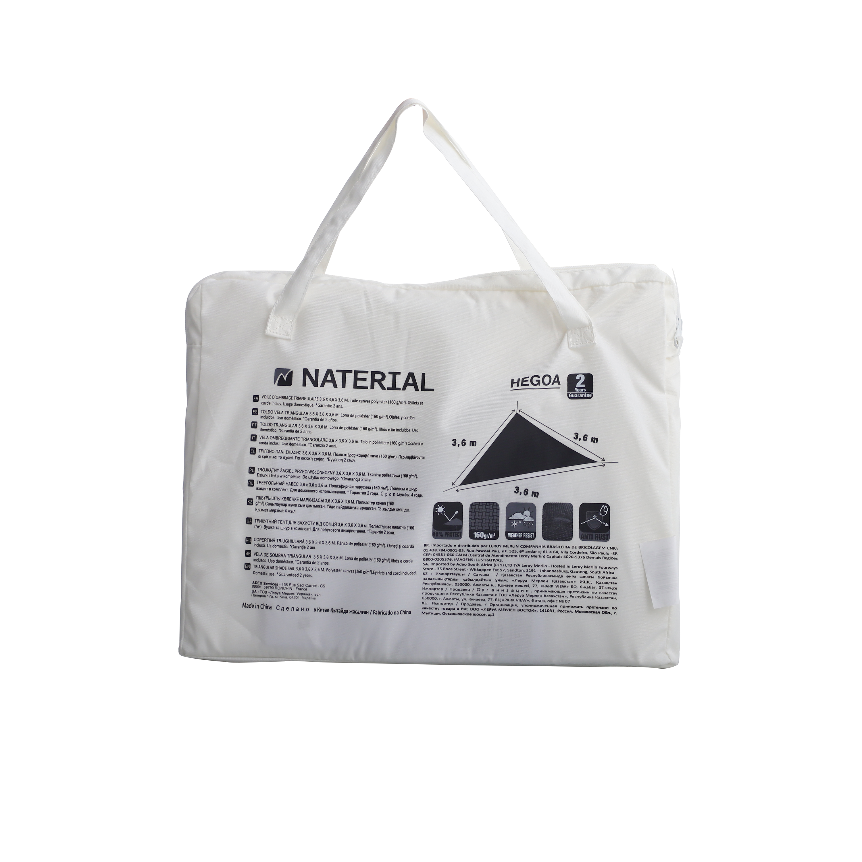 Vela ombreggiante triangolare bianco 360 x 360 cm - 13