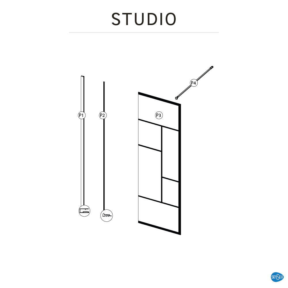 Painel de duche STUDIO 70X200 PRETO - 10