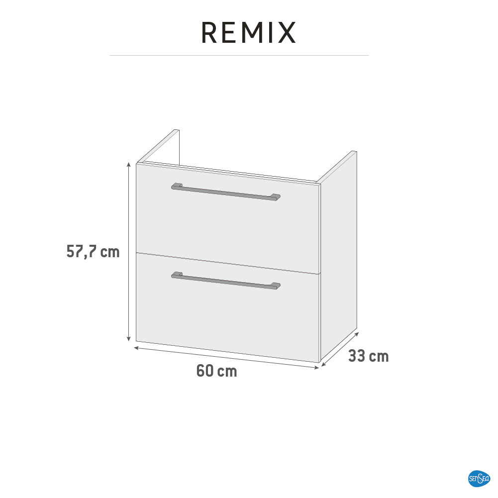 Meuble de salle de bains, Remix l.60 x H.58 x P.33 cm, blanc, Remix - 5
