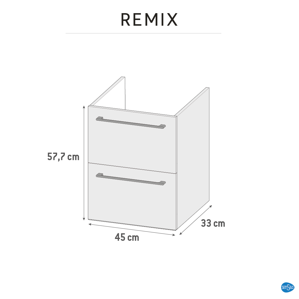 Meuble sous-vasque 2t l.45 x H.57.7 x P.33 cm effet chêne naturel Remix - 3
