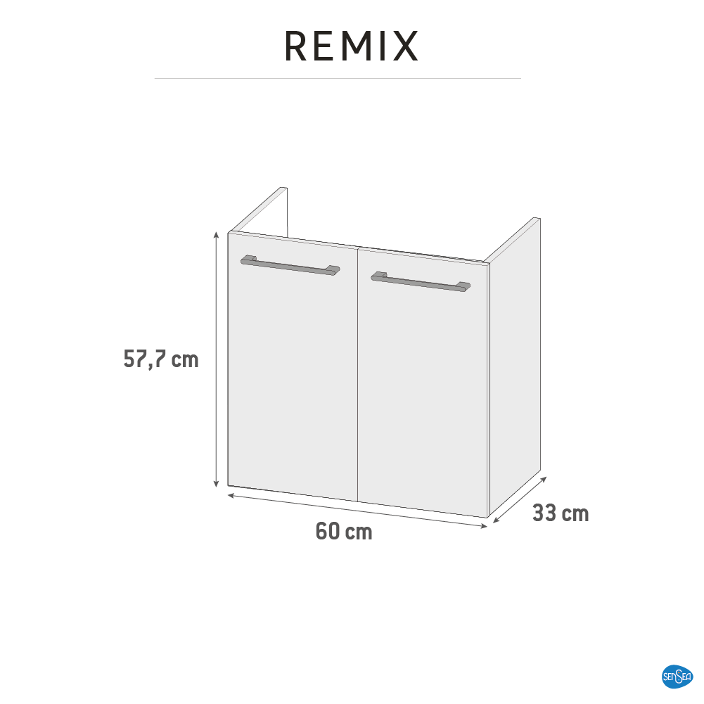 Meuble sous-vasque simple vasque L.60cm x H.58cm x P.33cm blanc Remix - 7