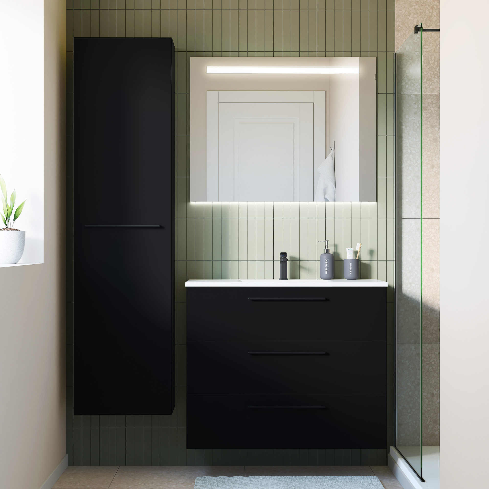 Szafka pod umywalkę Remix Black Mat 90 Sensea - 5