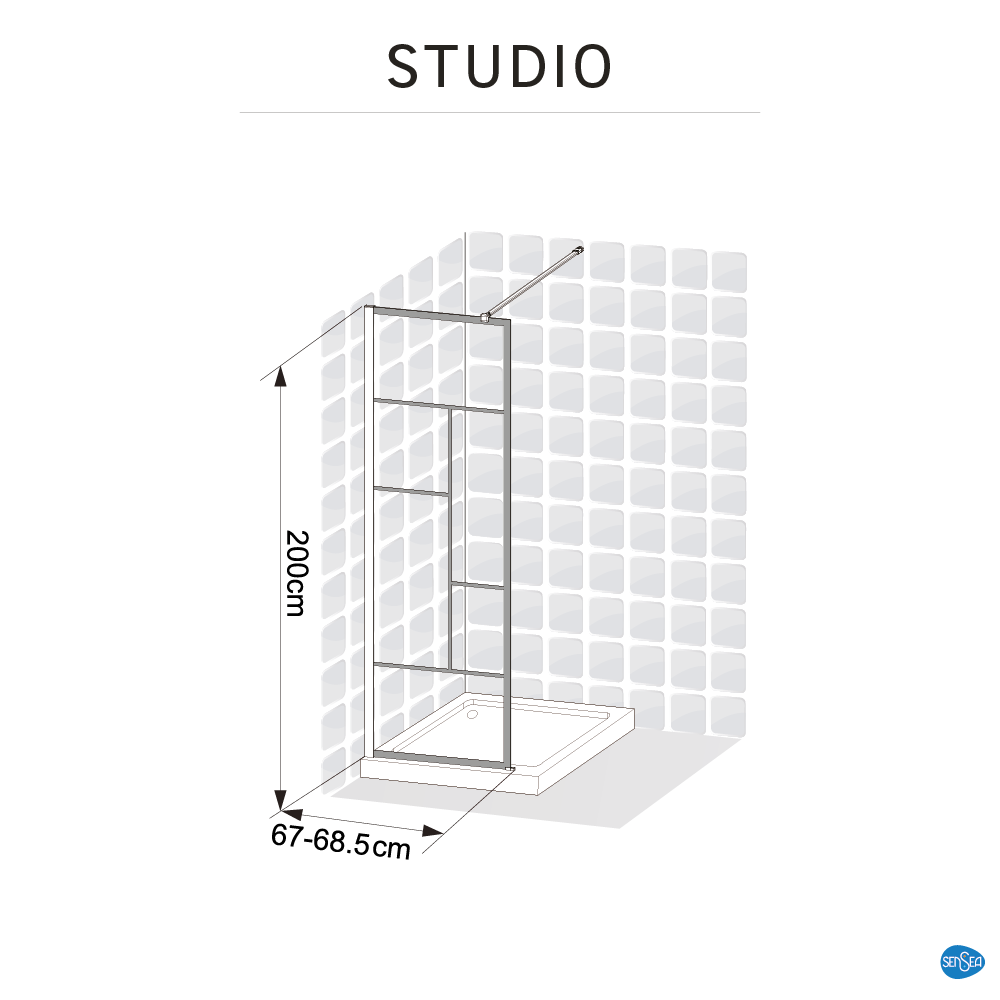 Painel de duche STUDIO 70X200 PRETO - 7