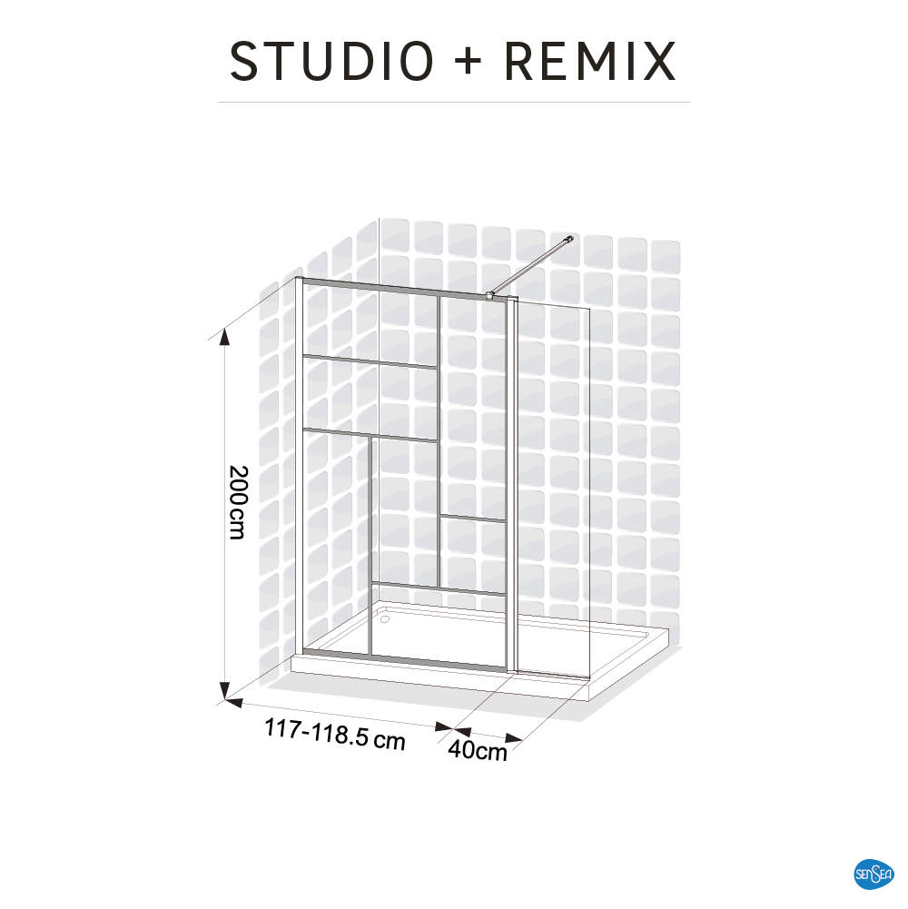 Painel de duche STUDIO 120X200 PRETO - 7