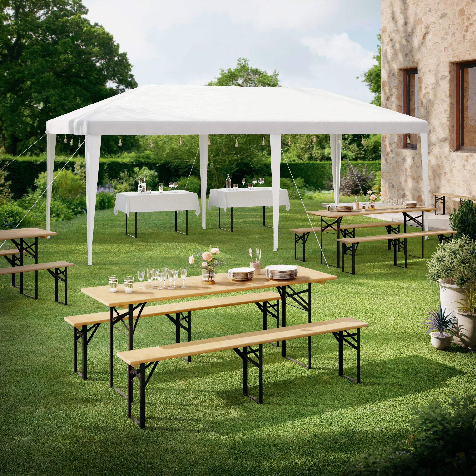 Tonnelle autoportant Bruma acier blanc, 18 m² - 4