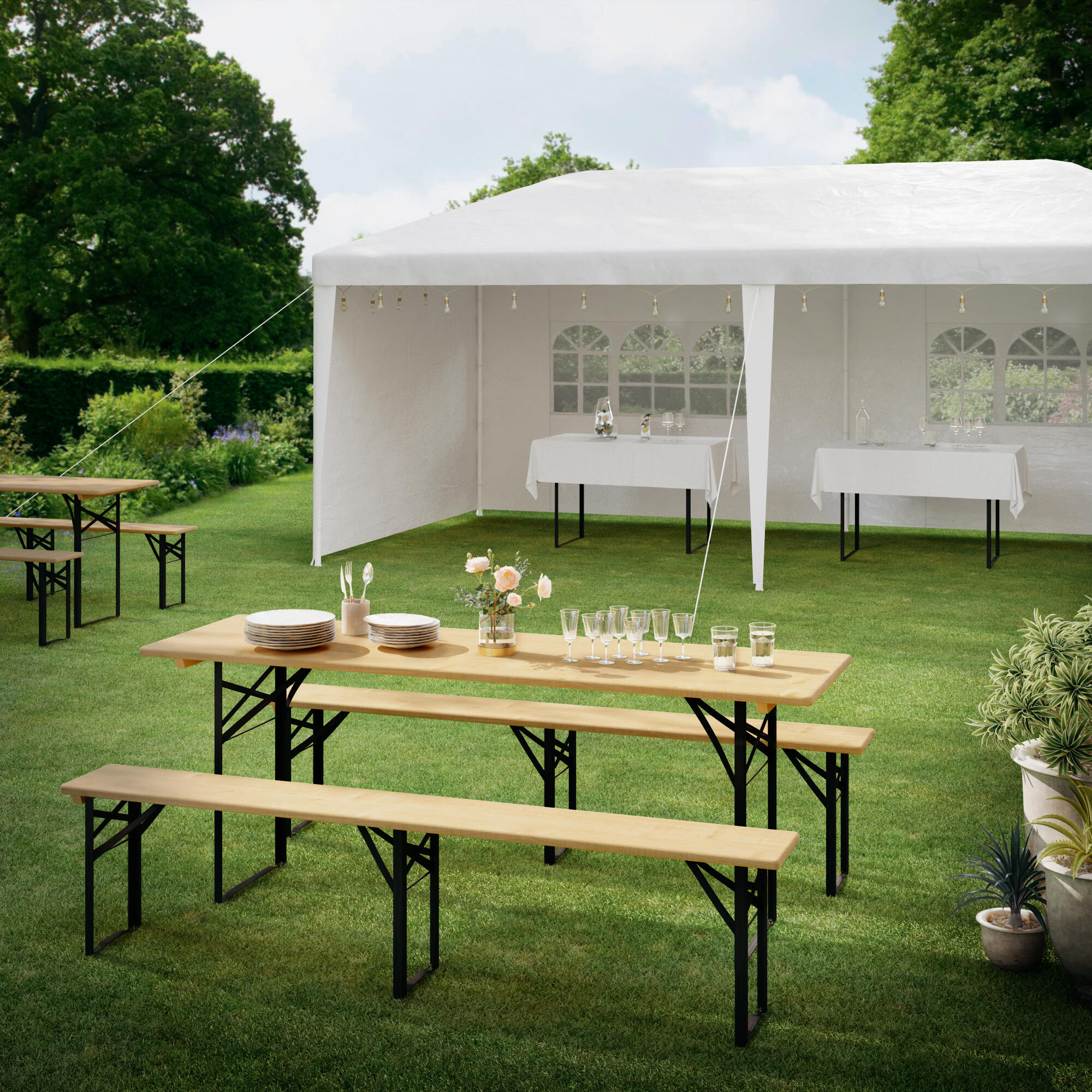 Tonnelle autoportant Bruma acier blanc, 18 m² - 3