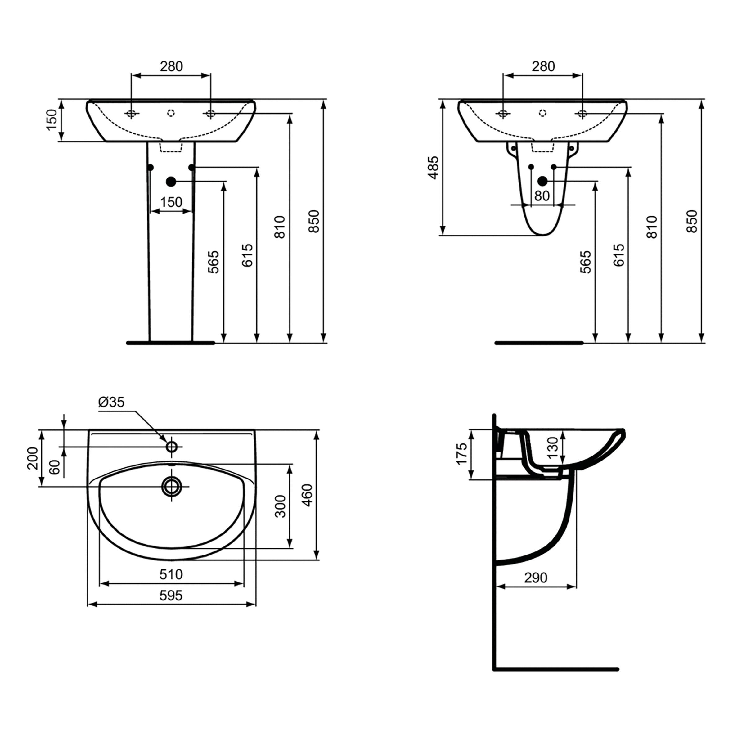 Lavabo sospeso semicerchio Alpha H 15 x P 46 cm in ceramica bianco lucido - 4