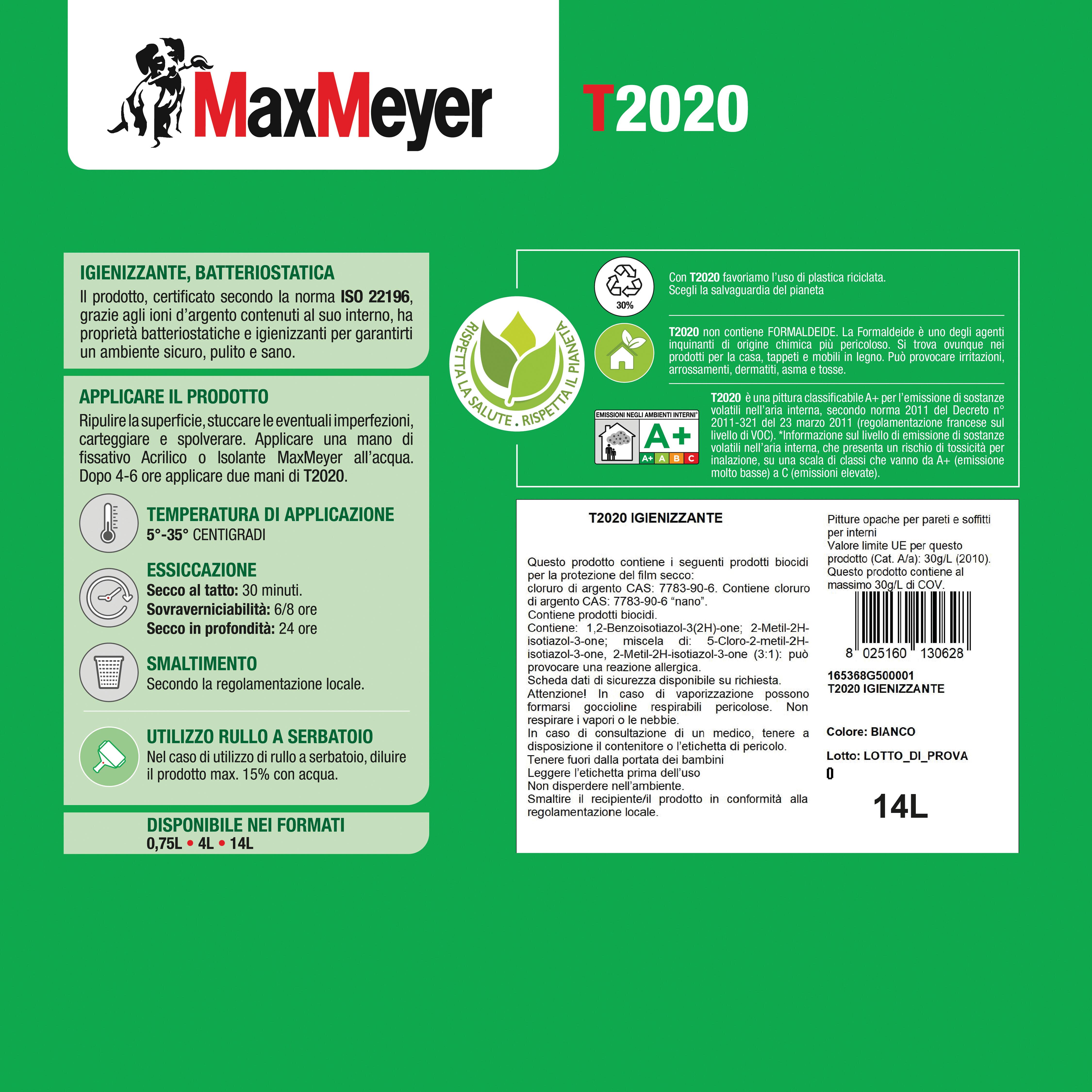 Pittura per interni traspirante, MAXMEYER T2020 bianco opaco, 14 L - 4