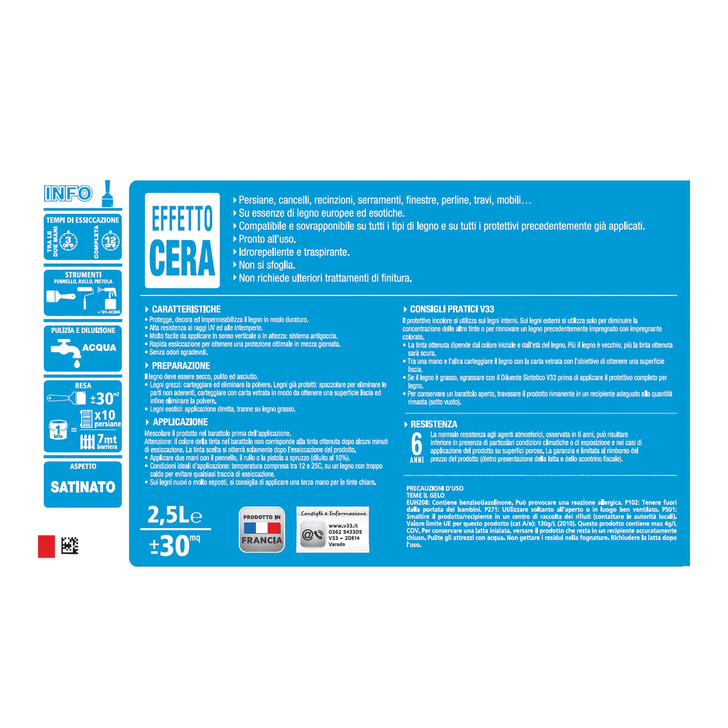 Impregnante per legno da esterno a base acqua V33 Acqua-Gel noce medio satinato 2.5 lt, 6 anni di protezione. - 7