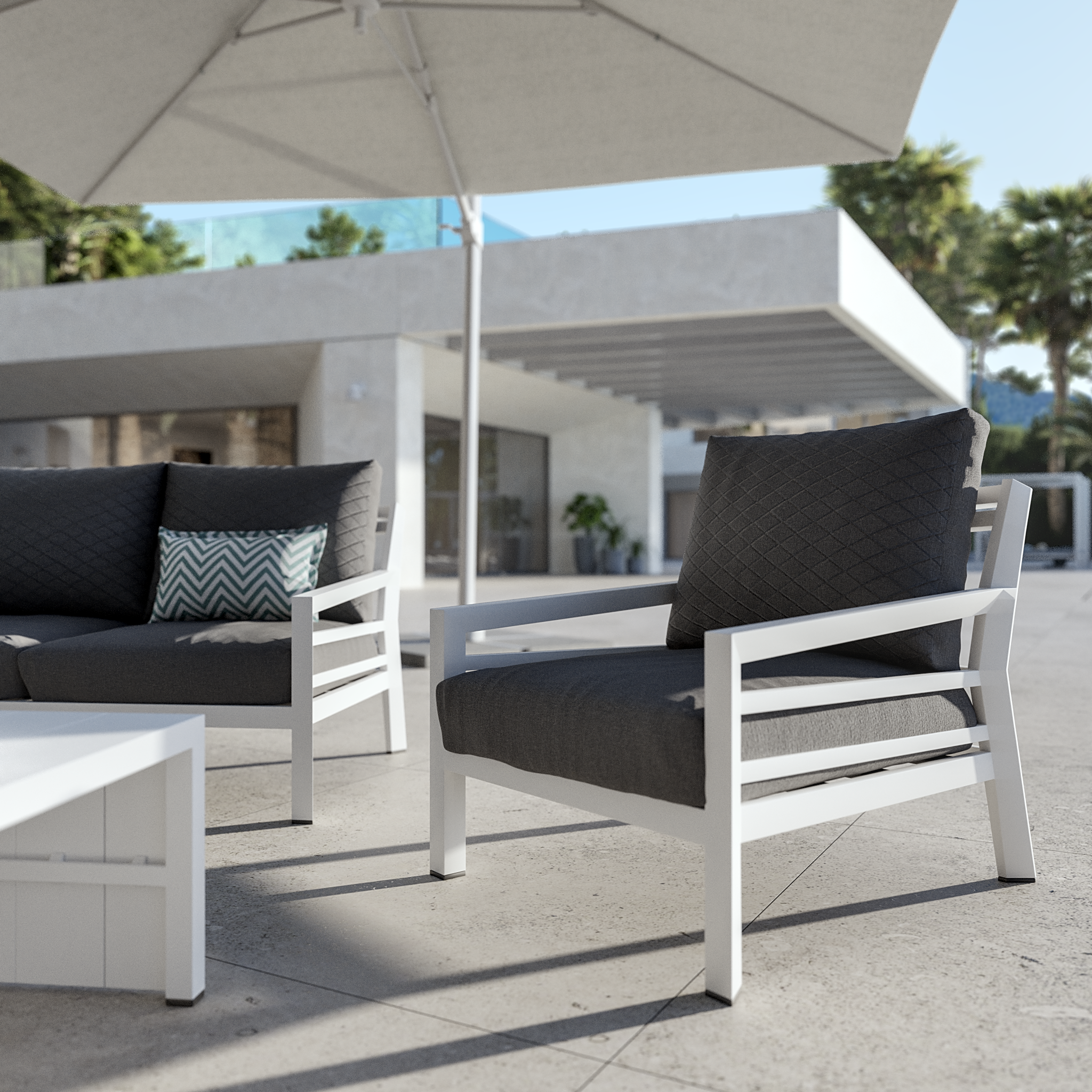 Set de porche de aluminio Naterial Augus blanco para 6 personas - 3