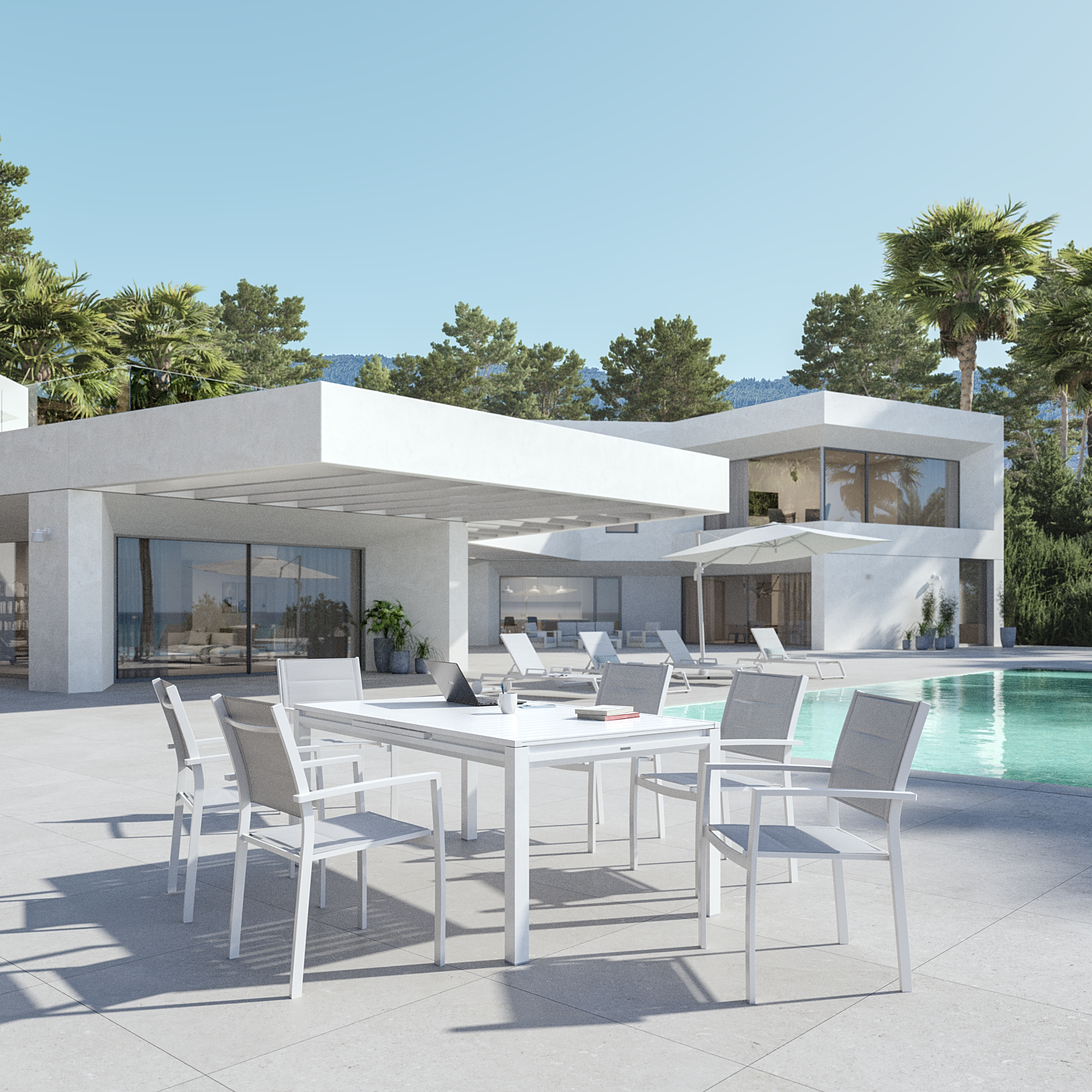 Silla de exterior de aluminio Naterial Orion Beta II con brazos blanca - 21