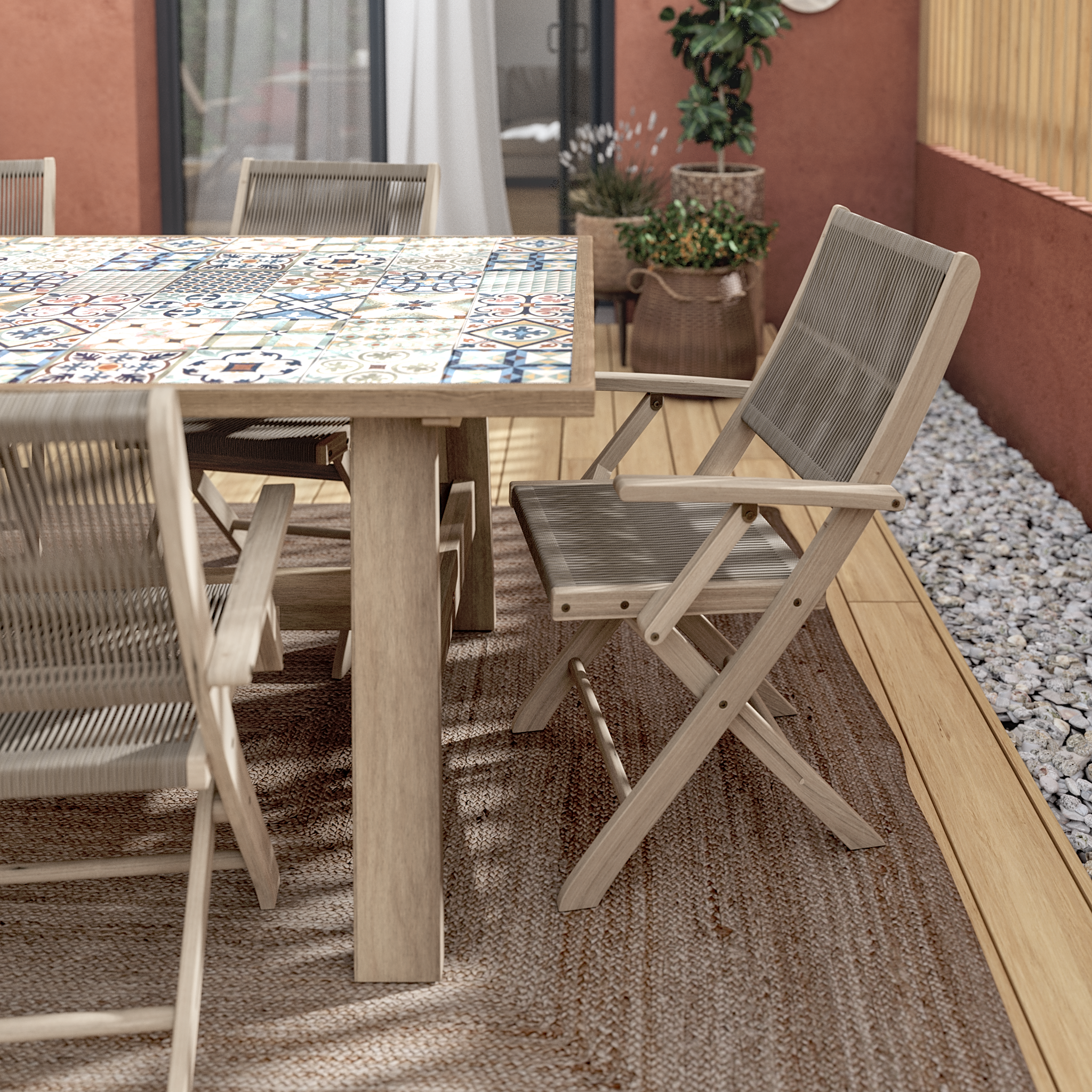 Mesa de jardín de acacia y cerámica NATERIAL Soho 100x75x200 cm - 7